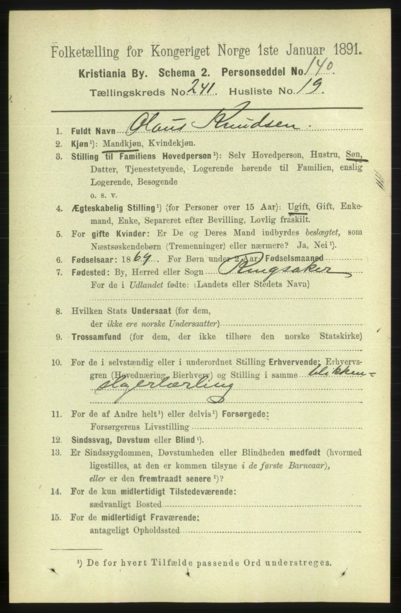 RA, 1891 census for 0301 Kristiania, 1891, p. 146881