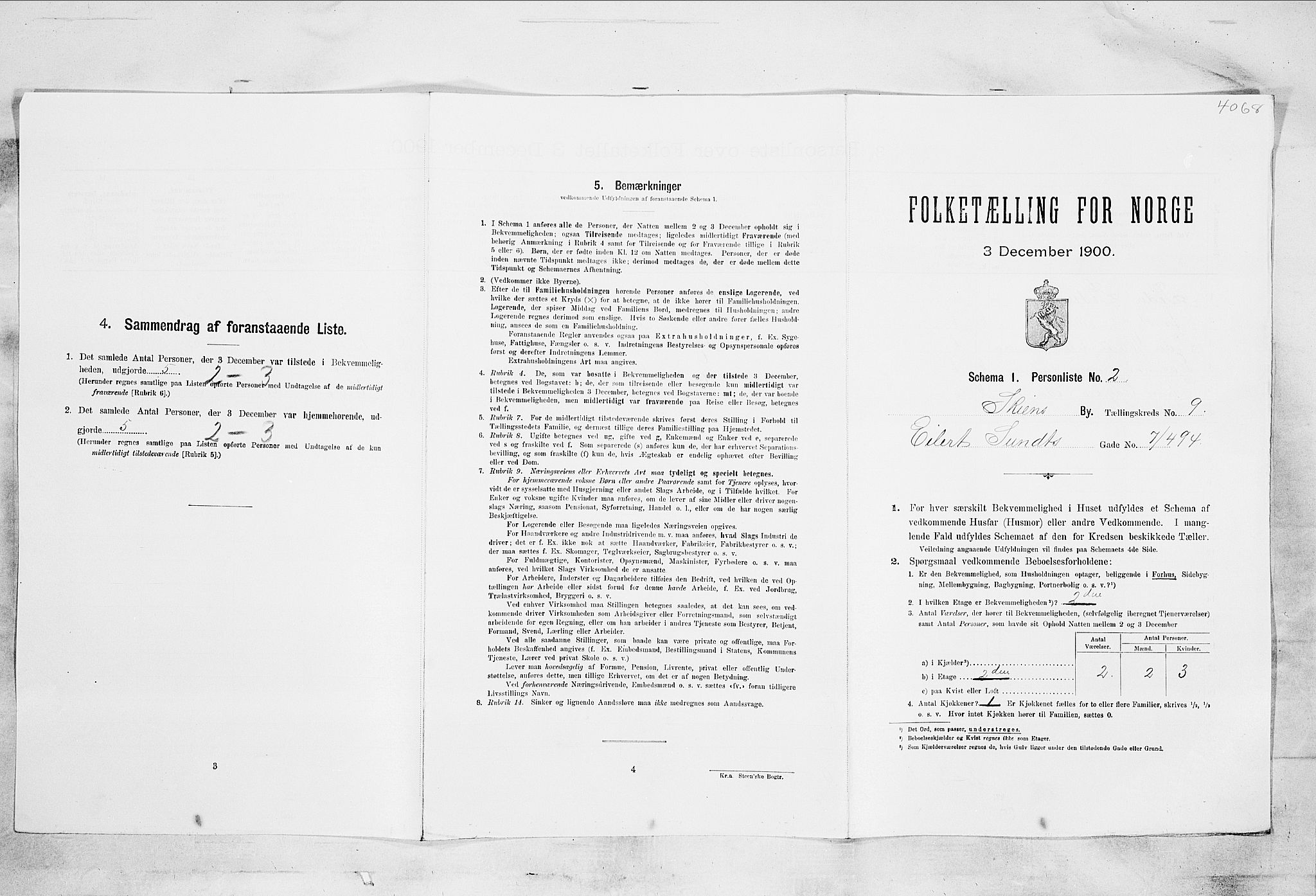 SAKO, 1900 census for Skien, 1900, p. 1588