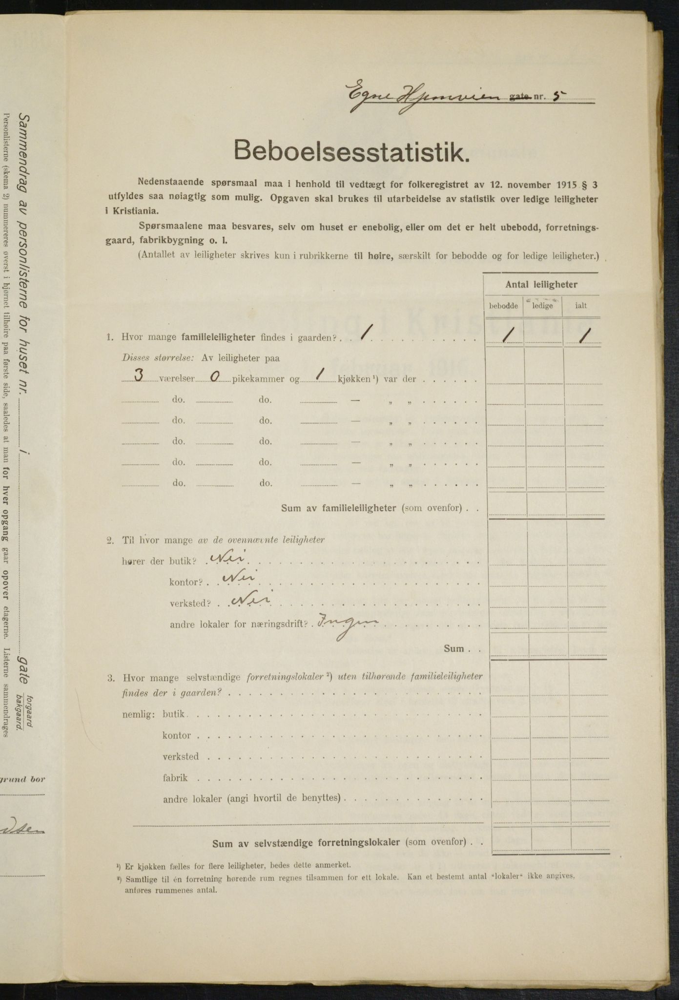 OBA, Municipal Census 1916 for Kristiania, 1916, p. 18989