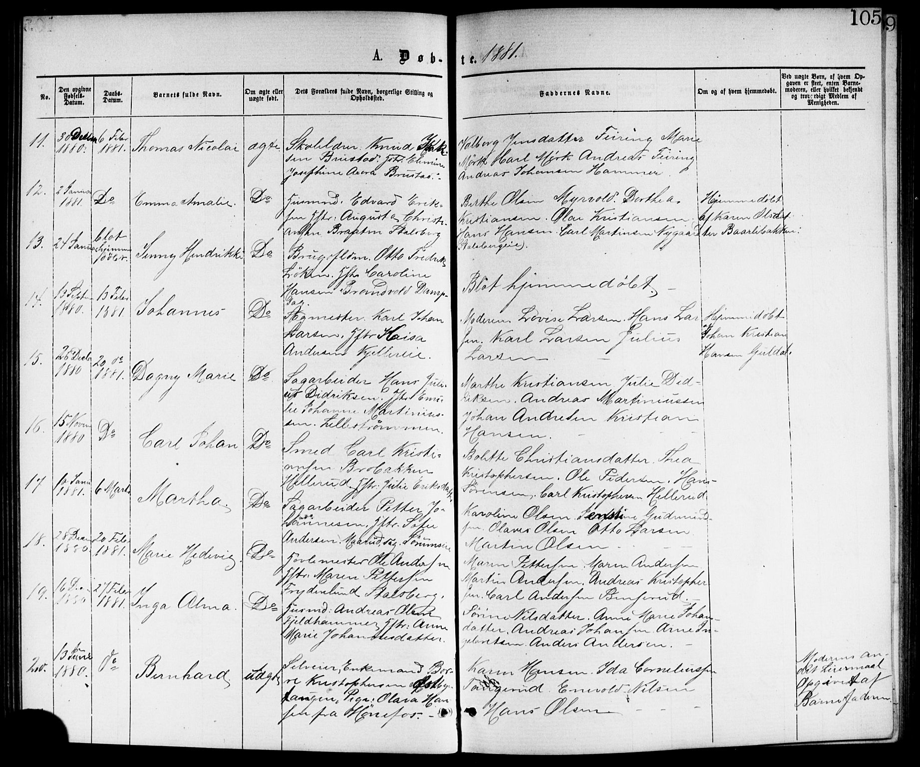 Skedsmo prestekontor Kirkebøker, AV/SAO-A-10033a/G/Ga/L0003: Parish register (copy) no. I 3, 1873-1882, p. 105