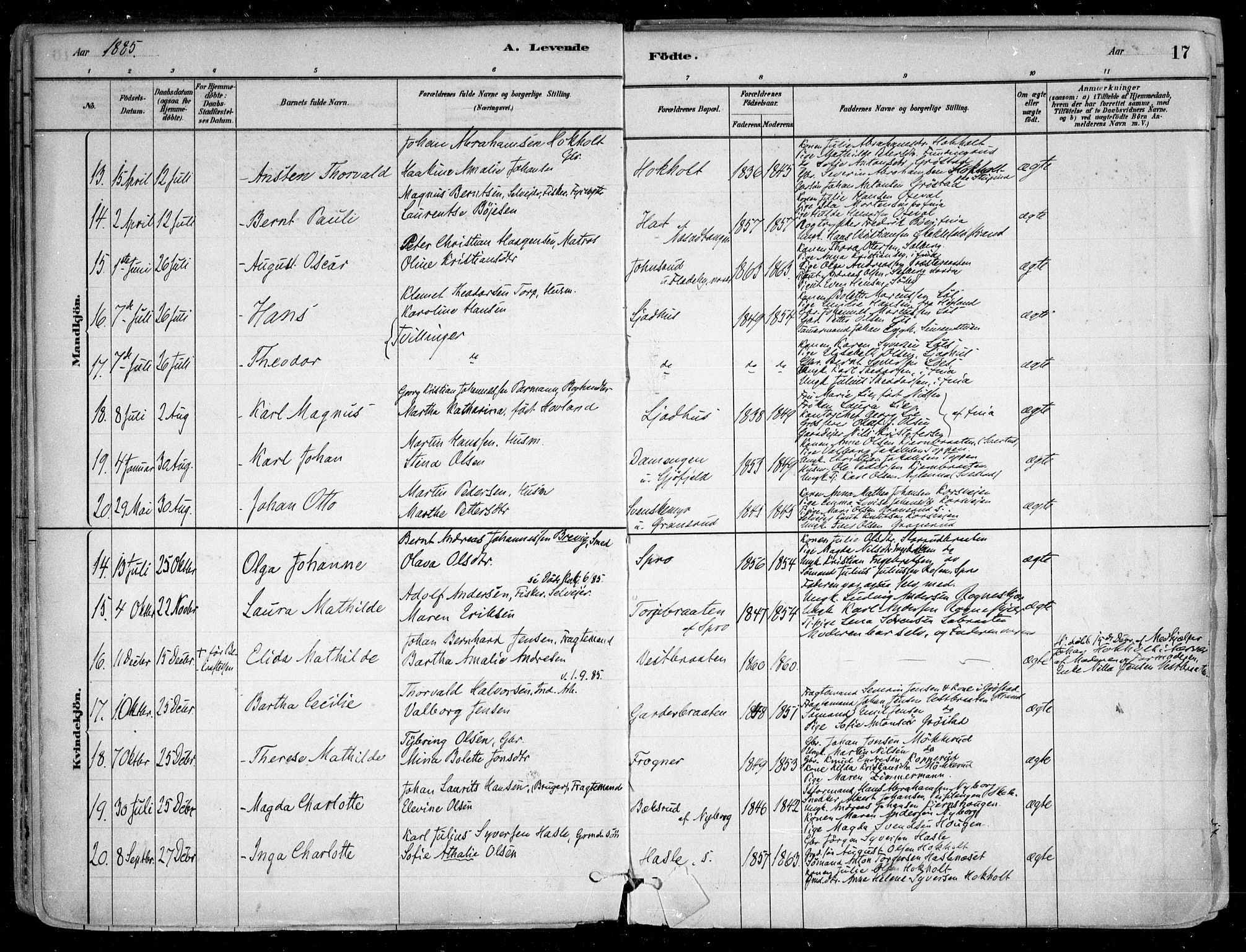 Nesodden prestekontor Kirkebøker, SAO/A-10013/F/Fa/L0009: Parish register (official) no. I 9, 1880-1915, p. 17