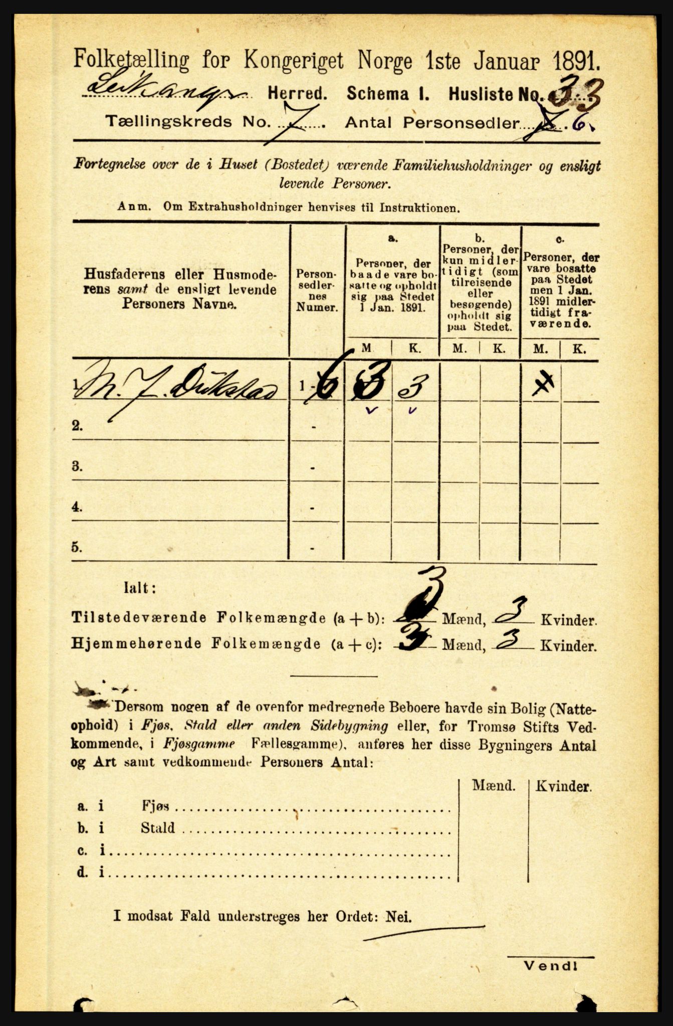 RA, 1891 census for 1419 Leikanger, 1891, p. 1336