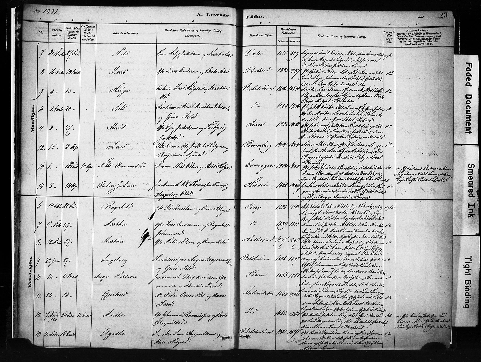 Evanger sokneprestembete, SAB/A-99924: Parish register (official) no. A 1, 1877-1899, p. 23
