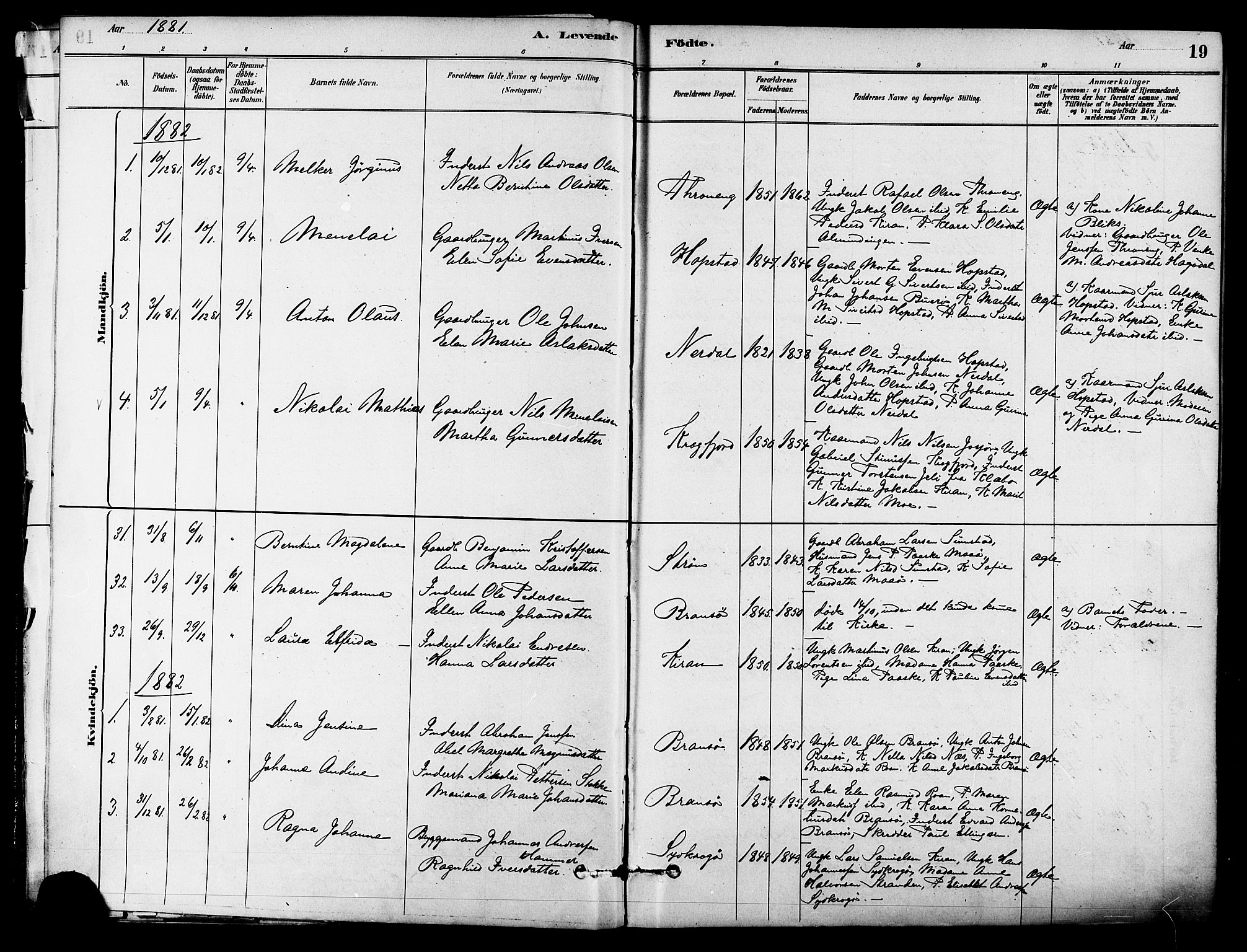 Ministerialprotokoller, klokkerbøker og fødselsregistre - Sør-Trøndelag, SAT/A-1456/657/L0707: Parish register (official) no. 657A08, 1879-1893, p. 19