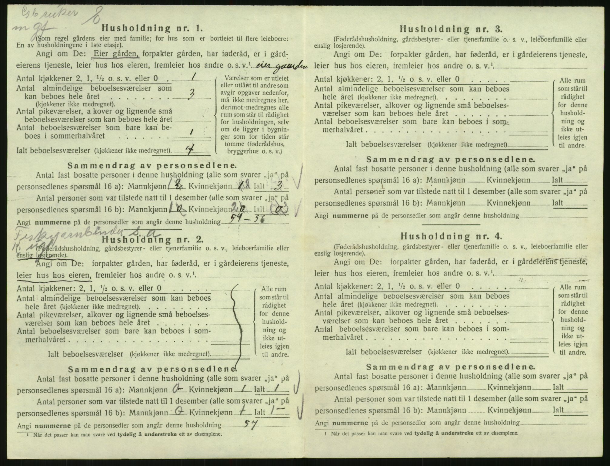 SAK, 1920 census for Vegusdal, 1920, p. 296