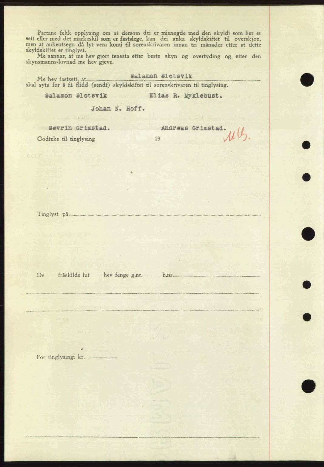 Nordre Sunnmøre sorenskriveri, AV/SAT-A-0006/1/2/2C/2Ca: Mortgage book no. A28, 1948-1948, Diary no: : 1045/1948