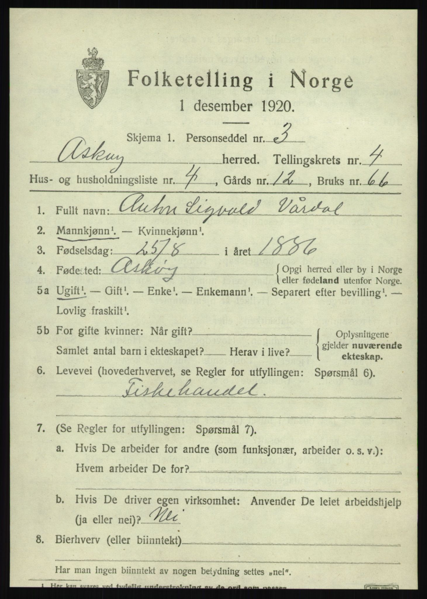 SAB, 1920 census for Askøy, 1920, p. 7600