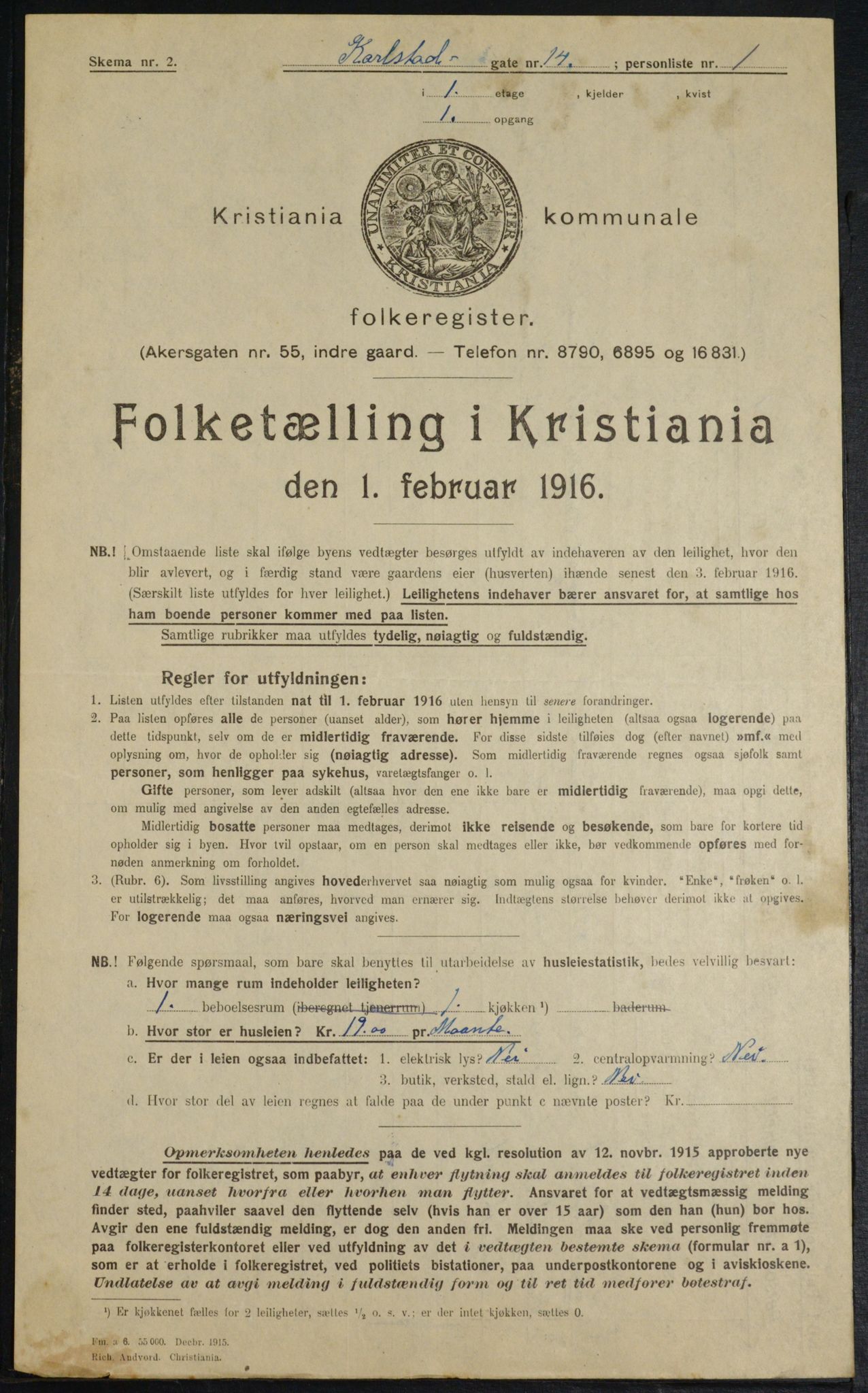 OBA, Municipal Census 1916 for Kristiania, 1916, p. 50224