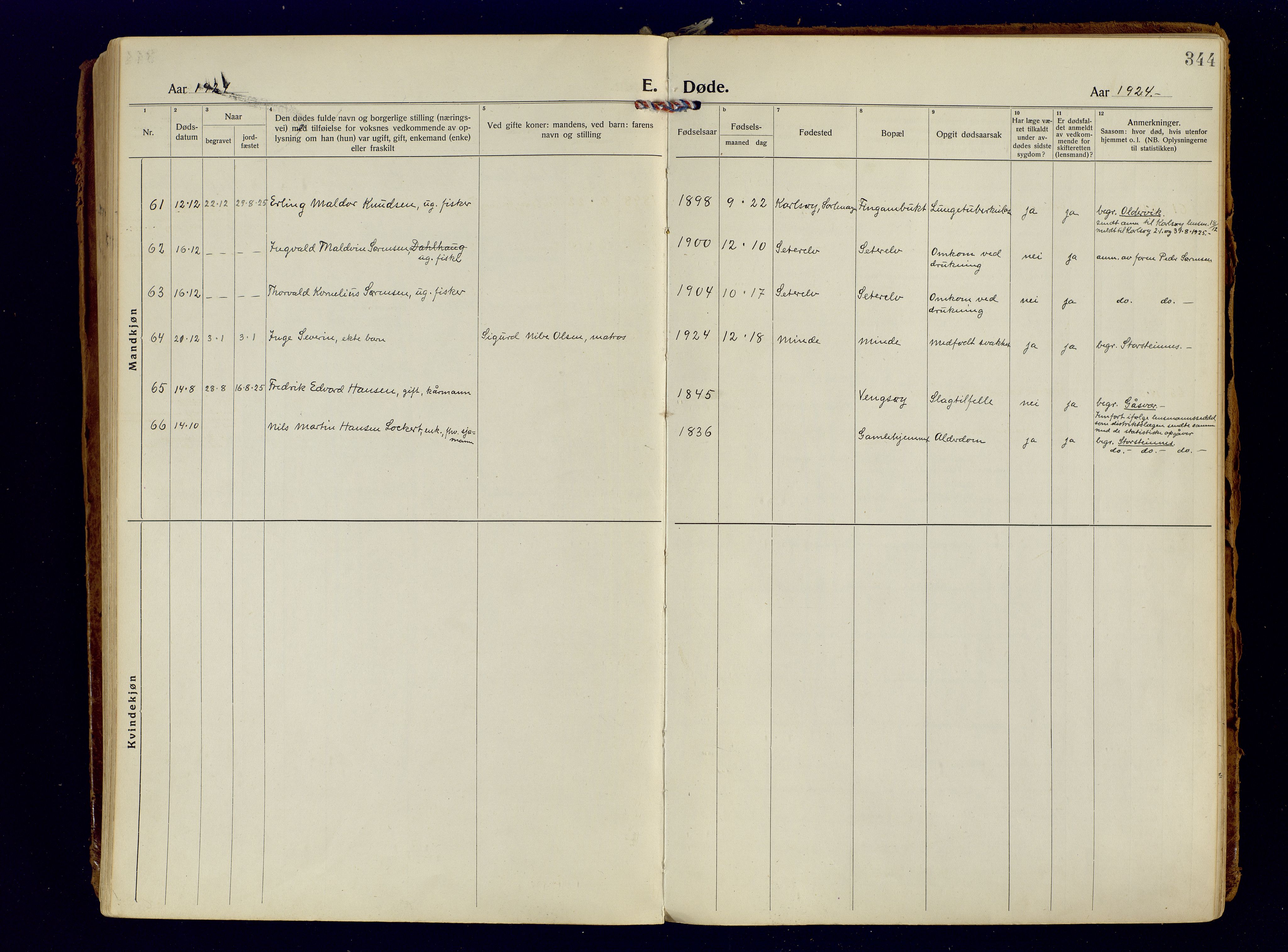 Tromsøysund sokneprestkontor, AV/SATØ-S-1304/G/Ga/L0009kirke: Parish register (official) no. 9, 1922-1934, p. 344