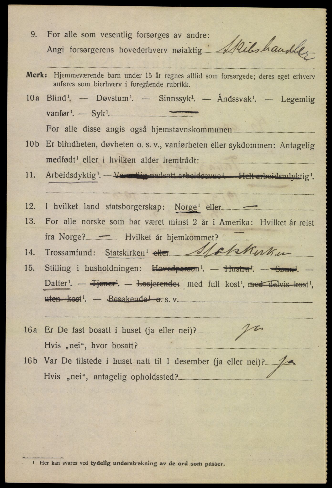 SAK, 1920 census for Kristiansand, 1920, p. 11136