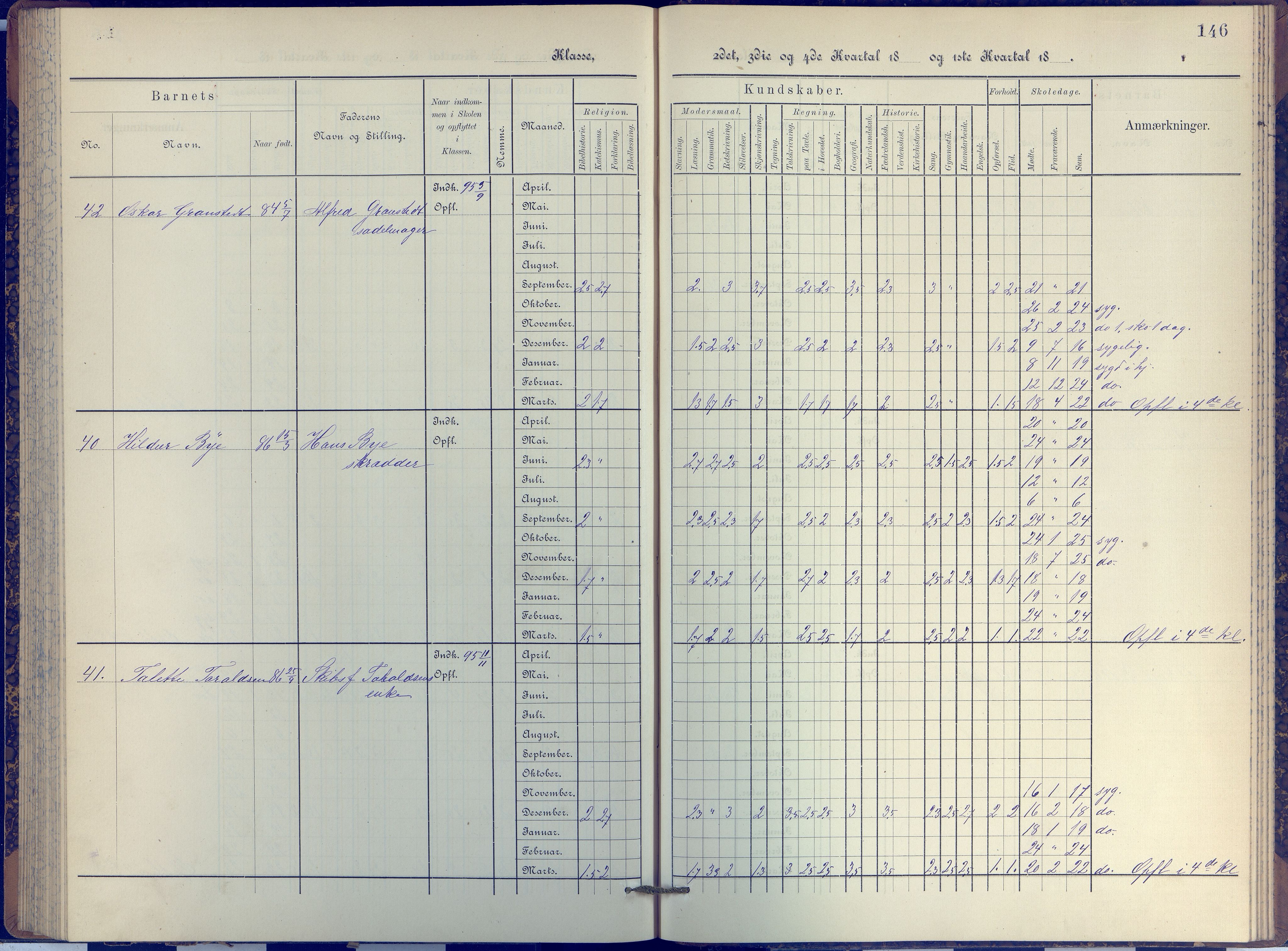 Arendal kommune, Katalog I, AAKS/KA0906-PK-I/07/L0038: Protokoll for 3. klasse, 1890-1897, p. 146