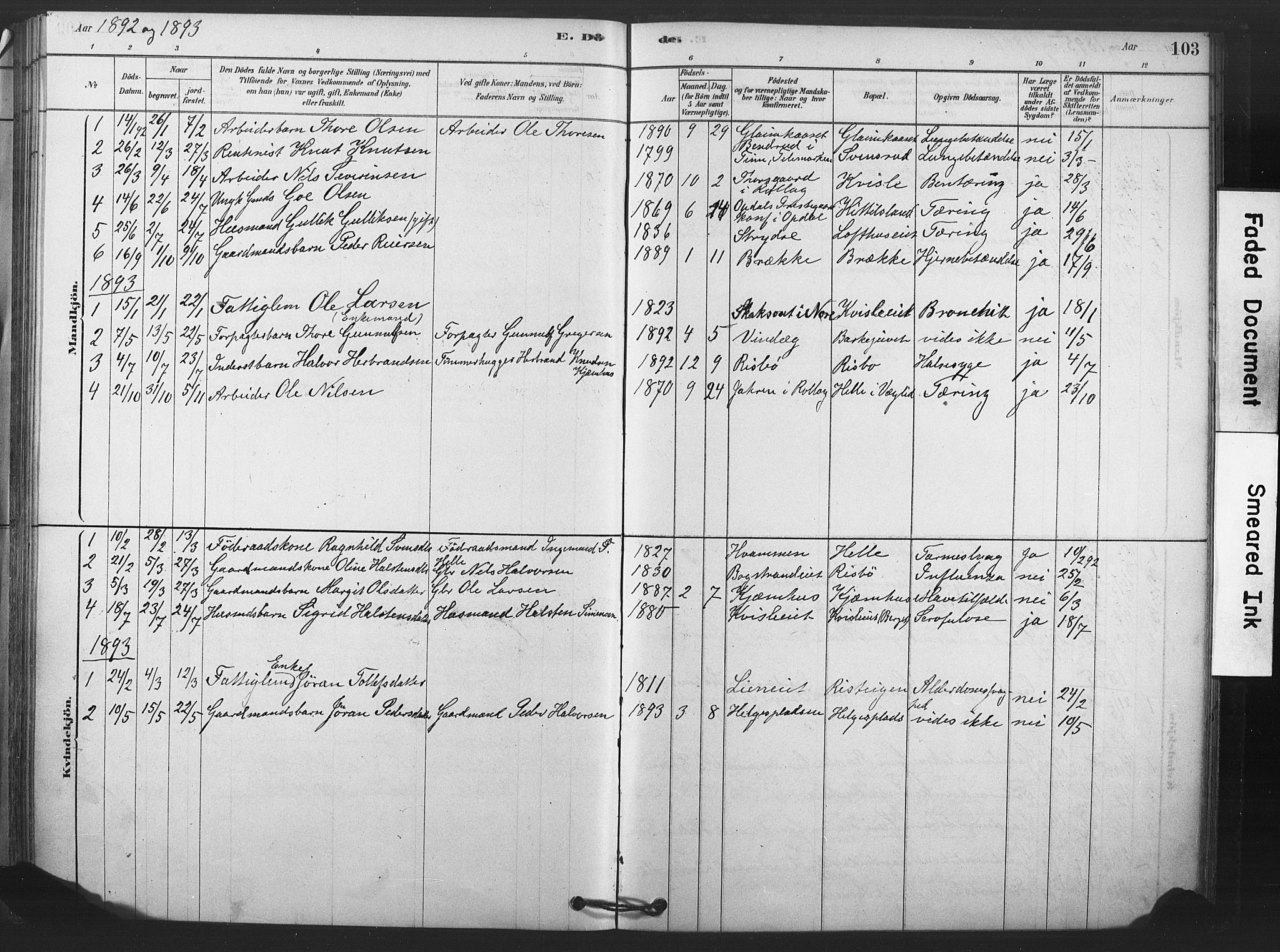 Rollag kirkebøker, AV/SAKO-A-240/F/Fb/L0001: Parish register (official) no. II 1, 1878-1899, p. 103