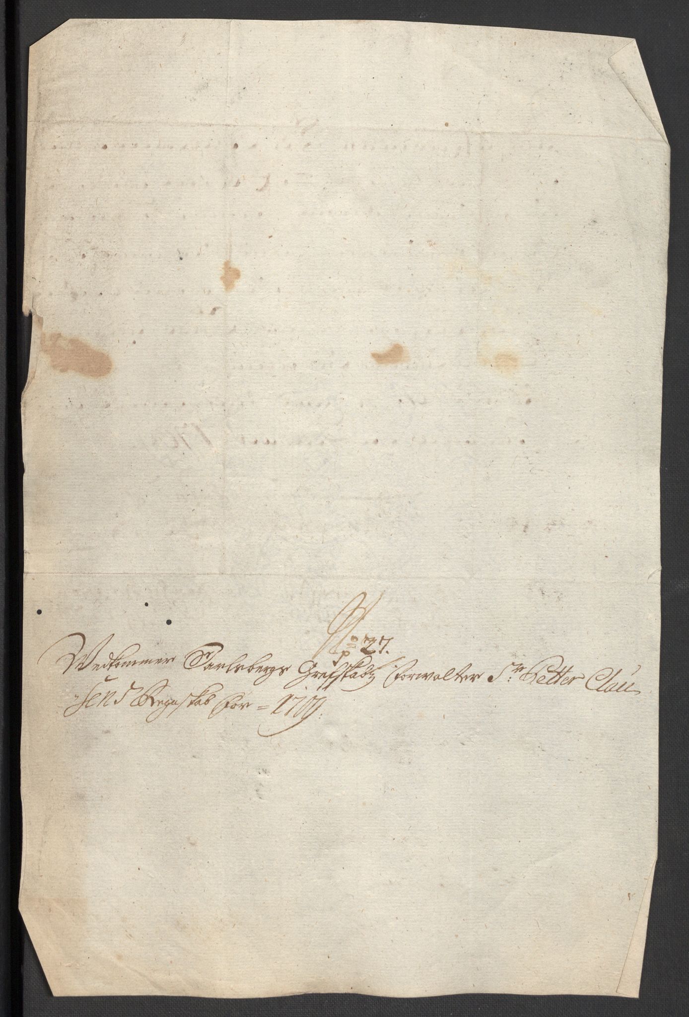 Rentekammeret inntil 1814, Reviderte regnskaper, Fogderegnskap, RA/EA-4092/R32/L1874: Fogderegnskap Jarlsberg grevskap, 1709, p. 253