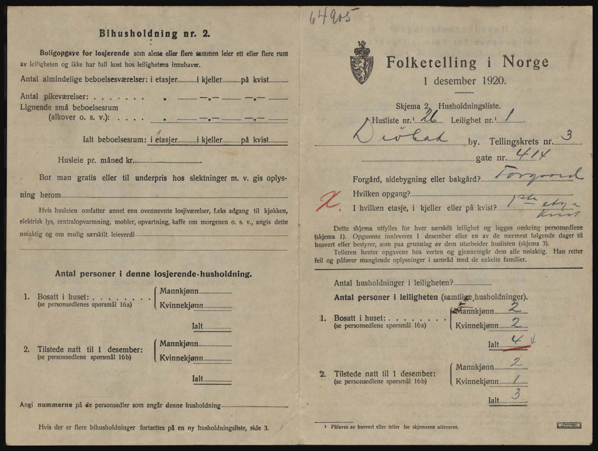 SAO, 1920 census for Drøbak, 1920, p. 1193