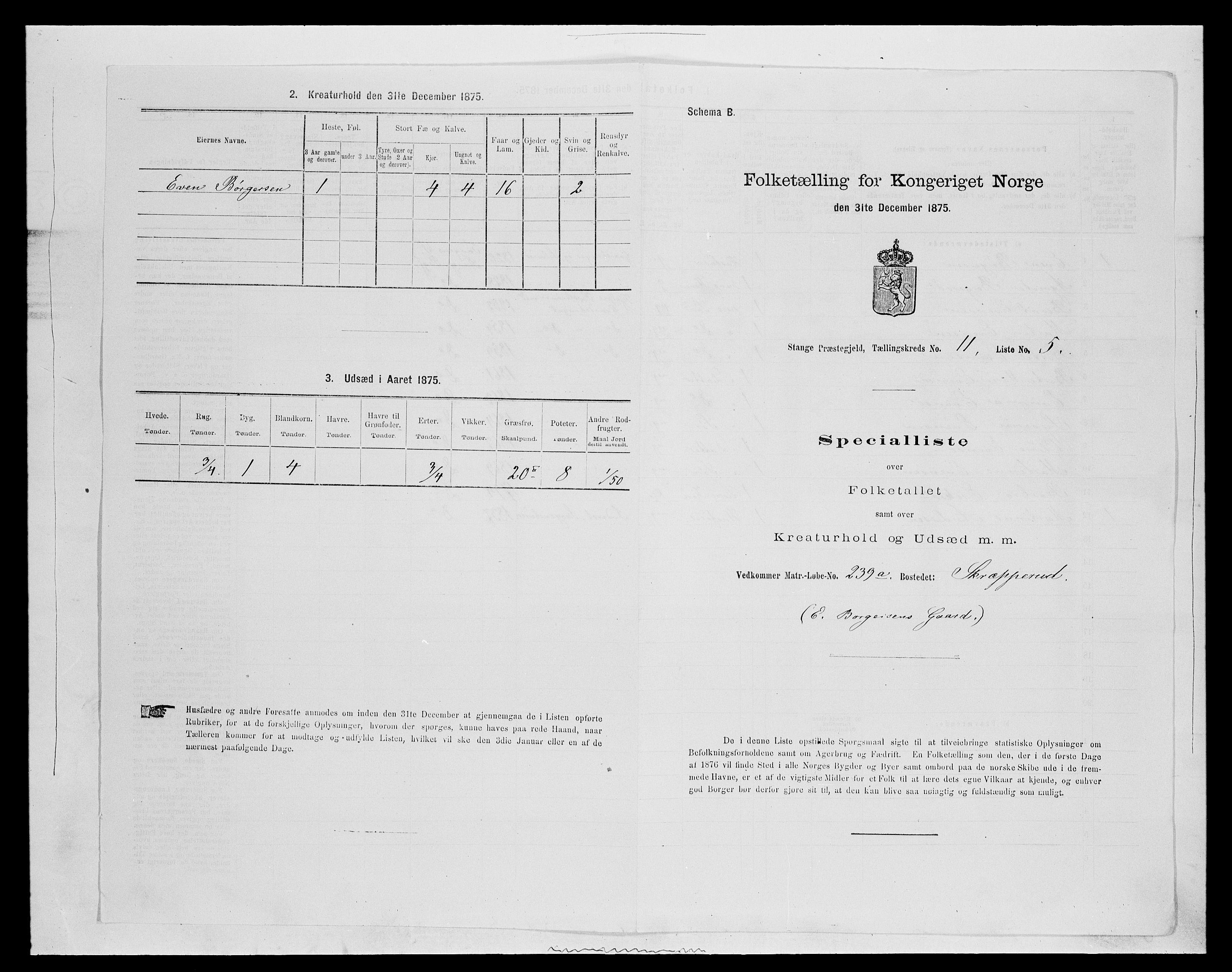 SAH, 1875 census for 0417P Stange, 1875, p. 1829