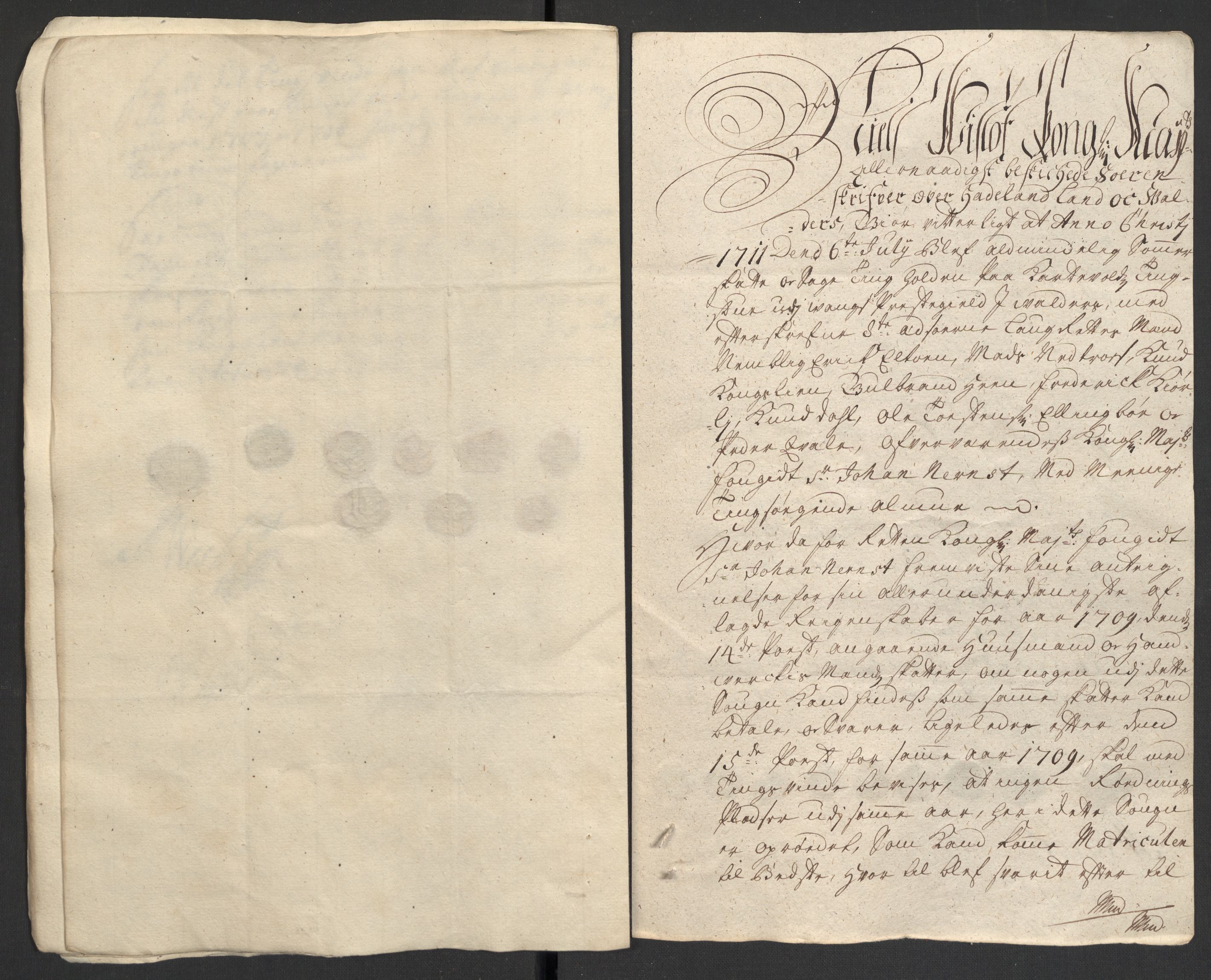 Rentekammeret inntil 1814, Reviderte regnskaper, Fogderegnskap, RA/EA-4092/R18/L1306: Fogderegnskap Hadeland, Toten og Valdres, 1709, p. 435