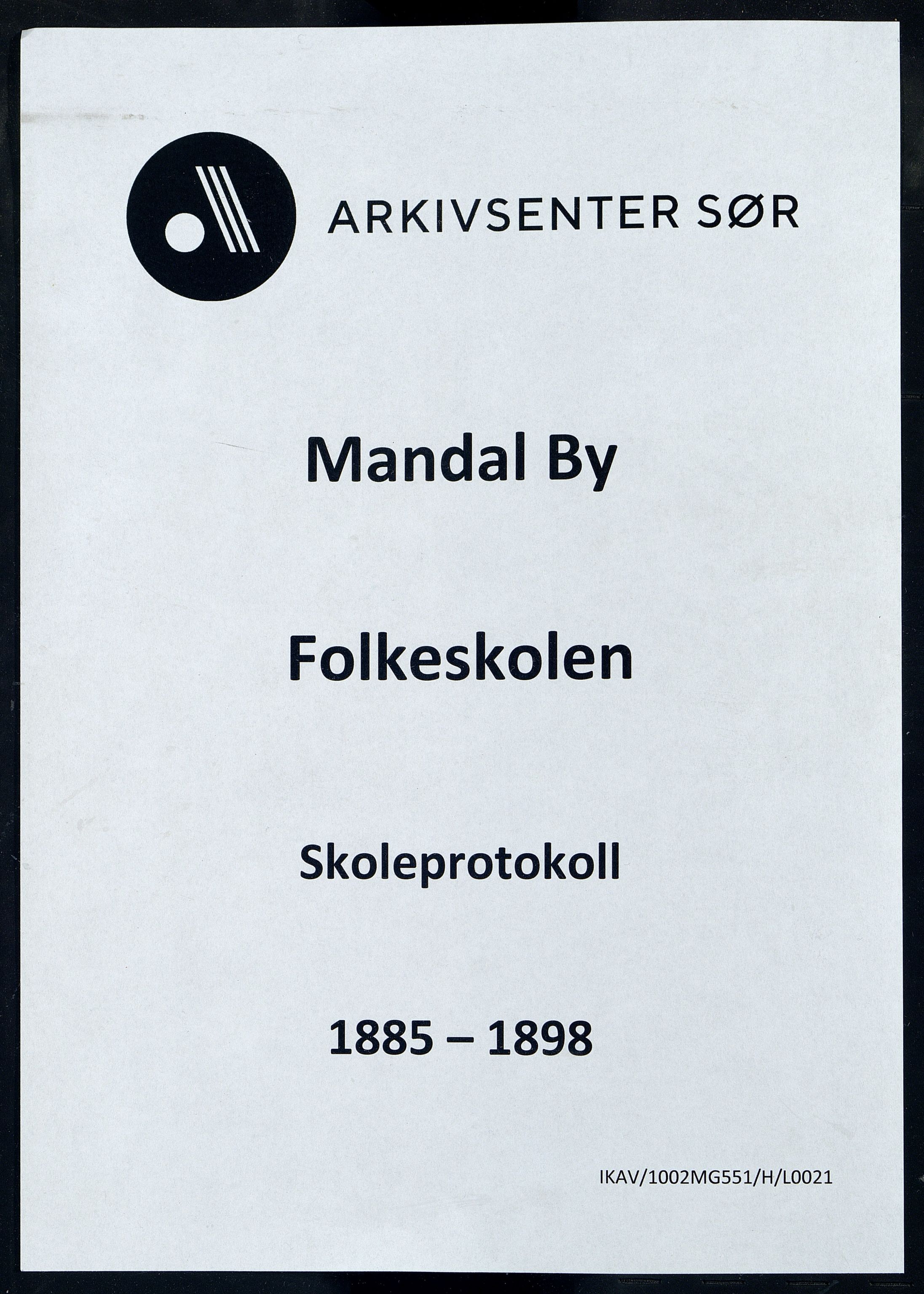 Mandal By - Mandal Allmueskole/Folkeskole/Skole, ARKSOR/1002MG551/H/L0021: Skoleprotokoll, 1885-1898