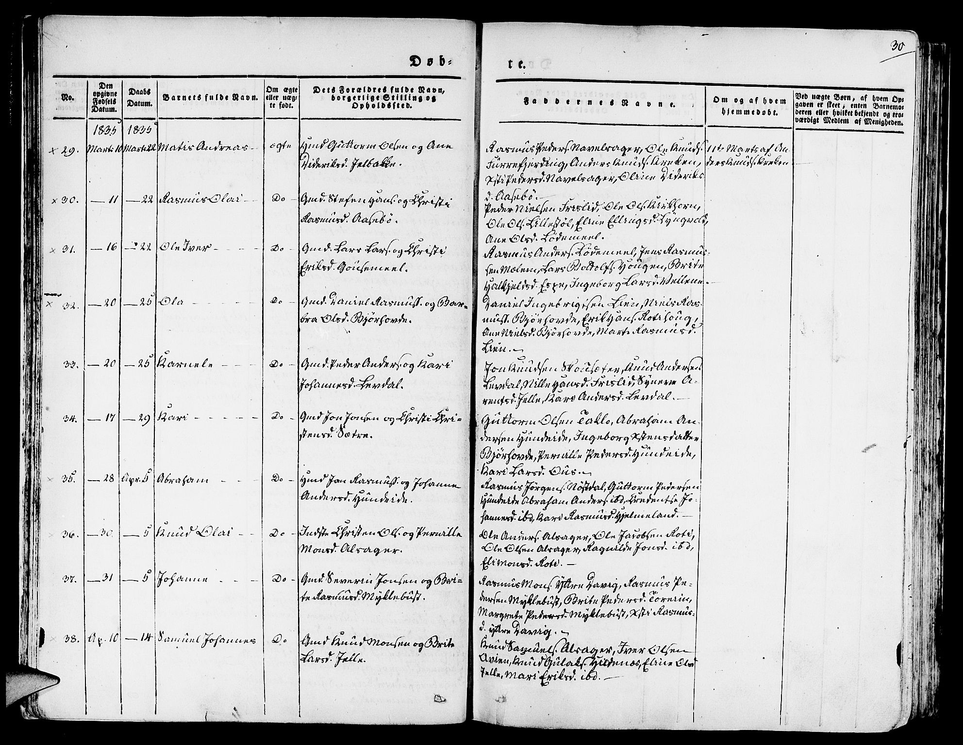 Eid sokneprestembete, AV/SAB-A-82301/H/Haa/Haaa/L0006: Parish register (official) no. A 6, 1831-1843, p. 30