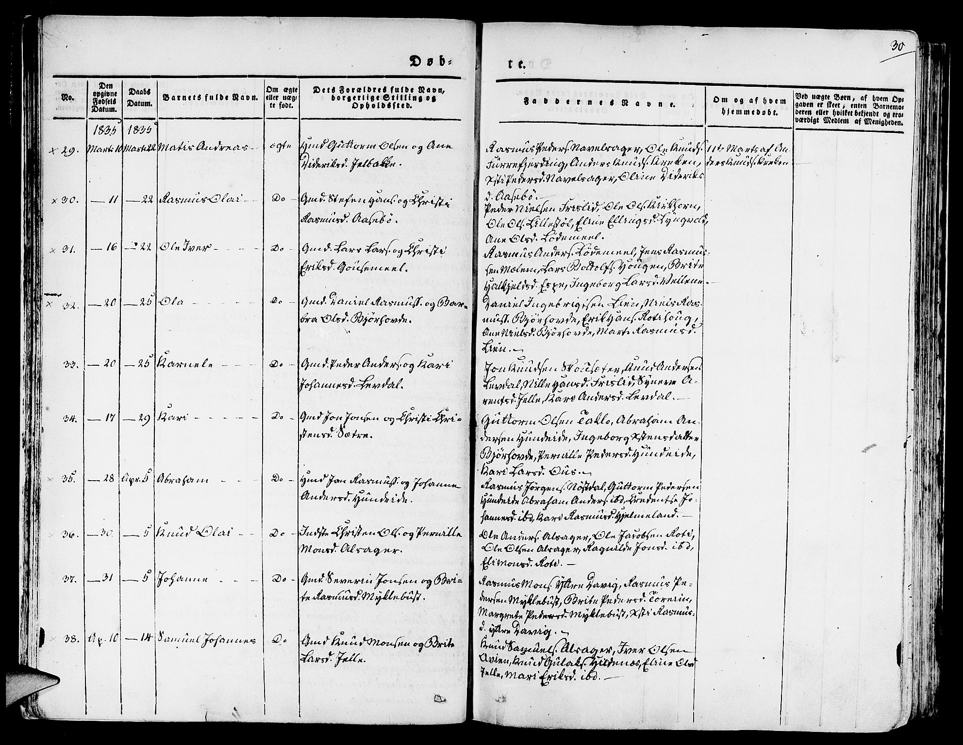 Eid sokneprestembete, SAB/A-82301/H/Haa/Haaa/L0006: Parish register (official) no. A 6, 1831-1843, p. 30