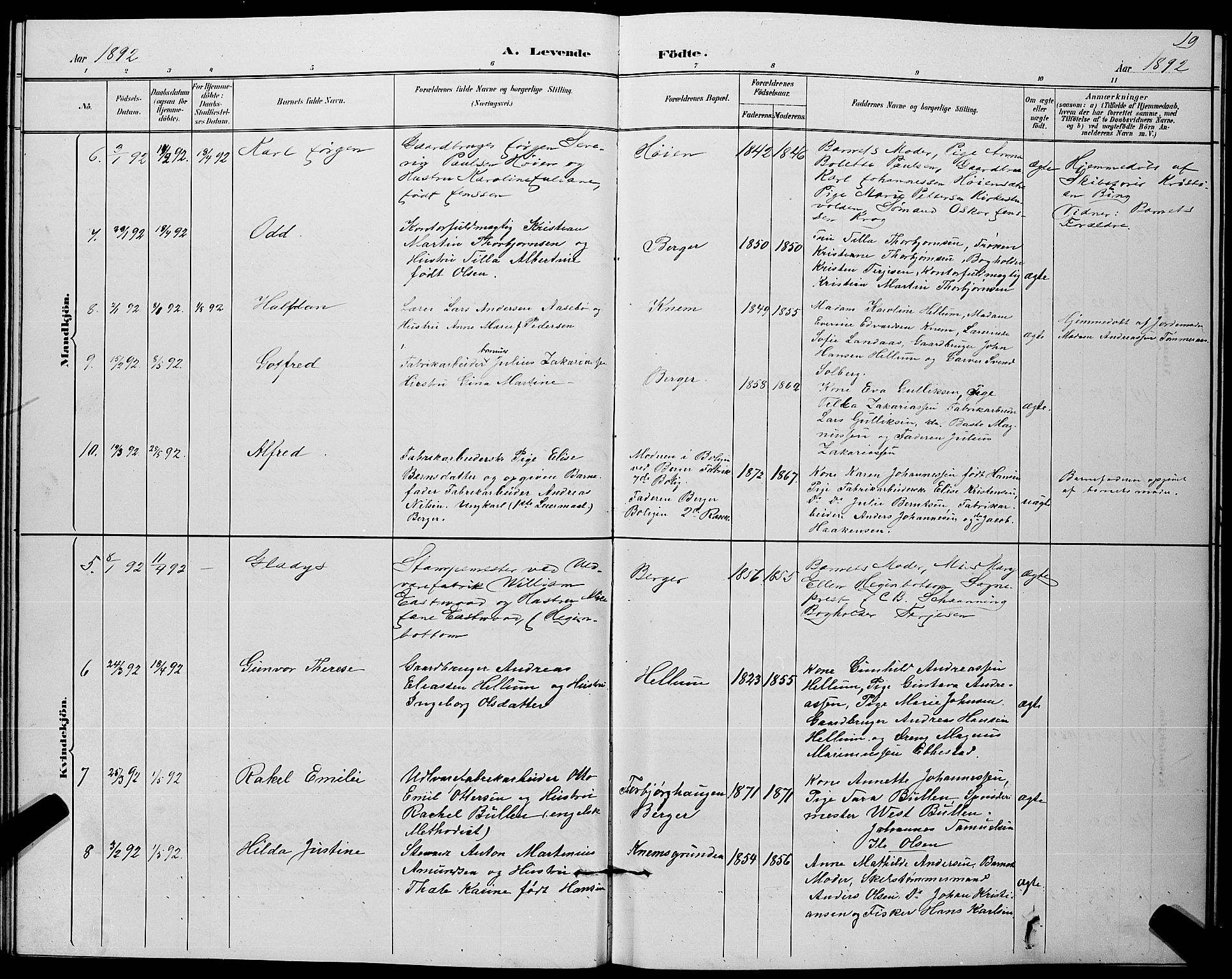 Strømm kirkebøker, AV/SAKO-A-322/G/Ga/L0003: Parish register (copy) no. I 3, 1889-1896, p. 19