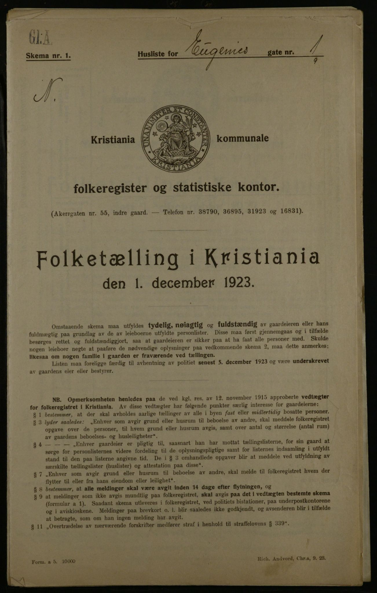 OBA, Municipal Census 1923 for Kristiania, 1923, p. 25525