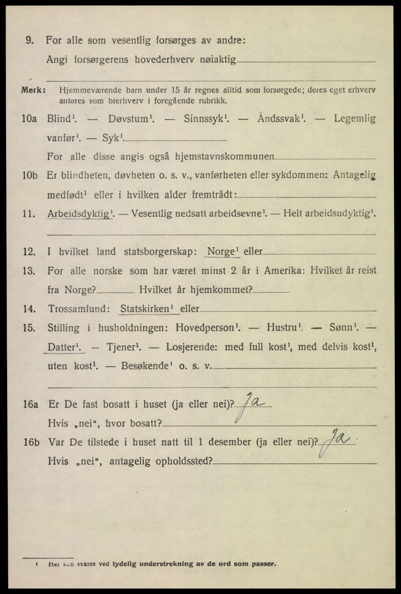 SAK, 1920 census for Lyngdal, 1920, p. 2408