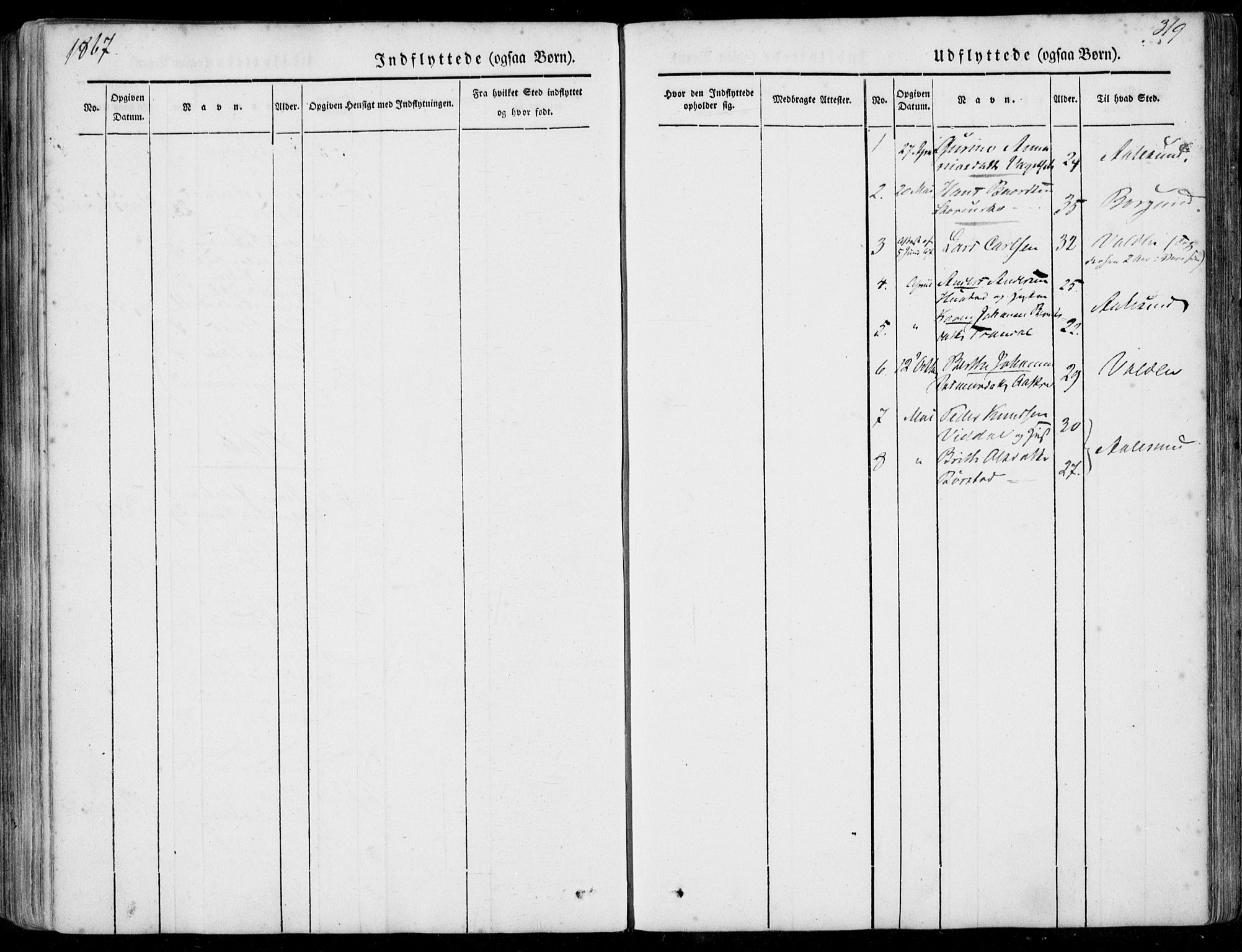 Ministerialprotokoller, klokkerbøker og fødselsregistre - Møre og Romsdal, SAT/A-1454/515/L0209: Parish register (official) no. 515A05, 1847-1868, p. 319