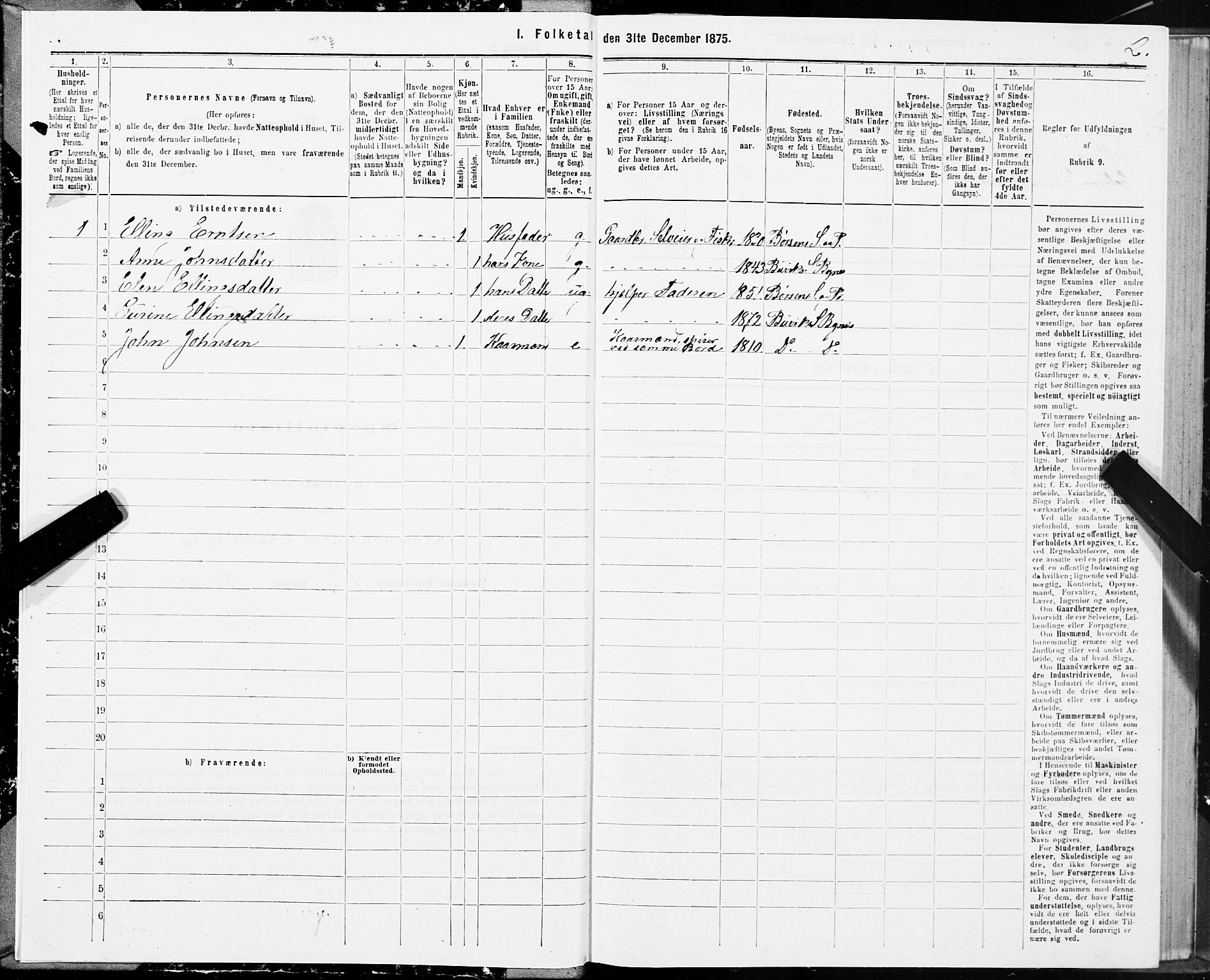 SAT, 1875 census for 1655P Byneset, 1875, p. 3002