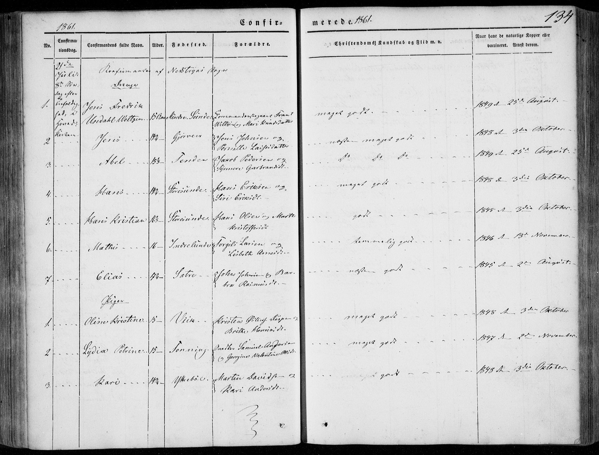 Stryn Sokneprestembete, AV/SAB-A-82501: Parish register (official) no. A 2, 1844-1861, p. 134