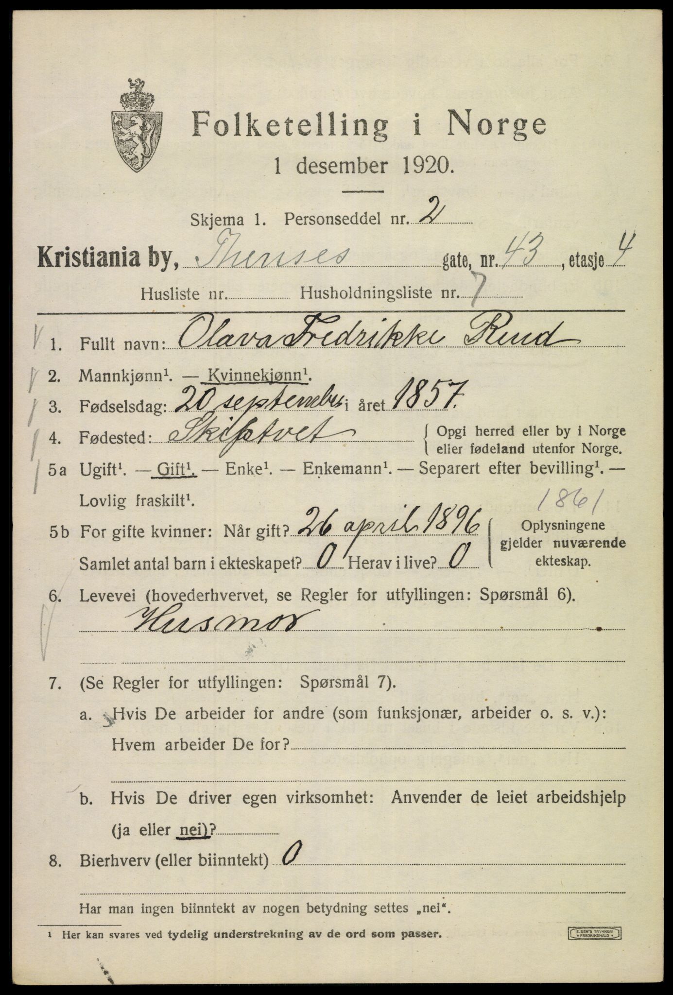 SAO, 1920 census for Kristiania, 1920, p. 570017