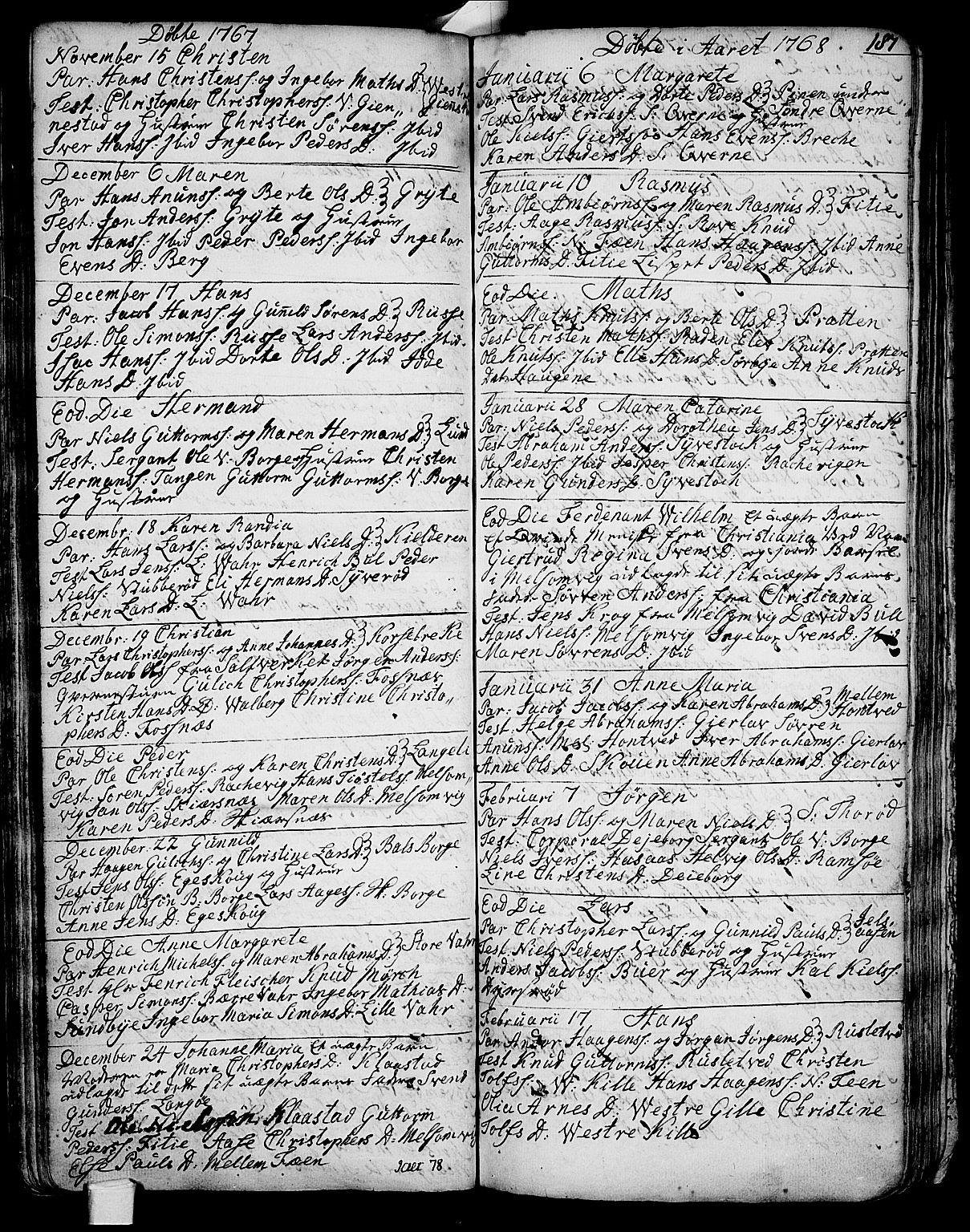 Stokke kirkebøker, AV/SAKO-A-320/F/Fa/L0002: Parish register (official) no. I 2, 1732-1770, p. 187