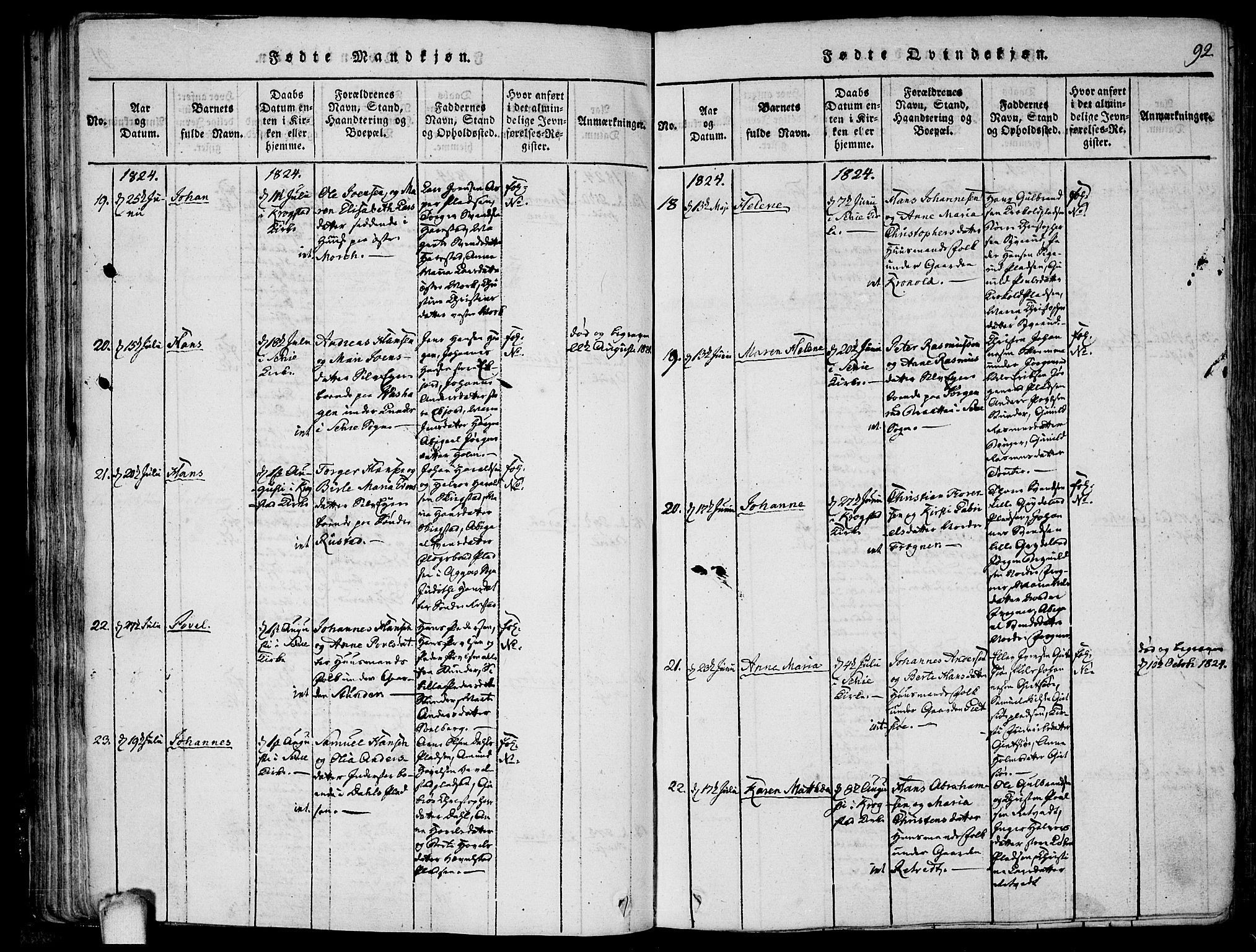 Kråkstad prestekontor Kirkebøker, SAO/A-10125a/F/Fa/L0003: Parish register (official) no. I 3, 1813-1824, p. 92