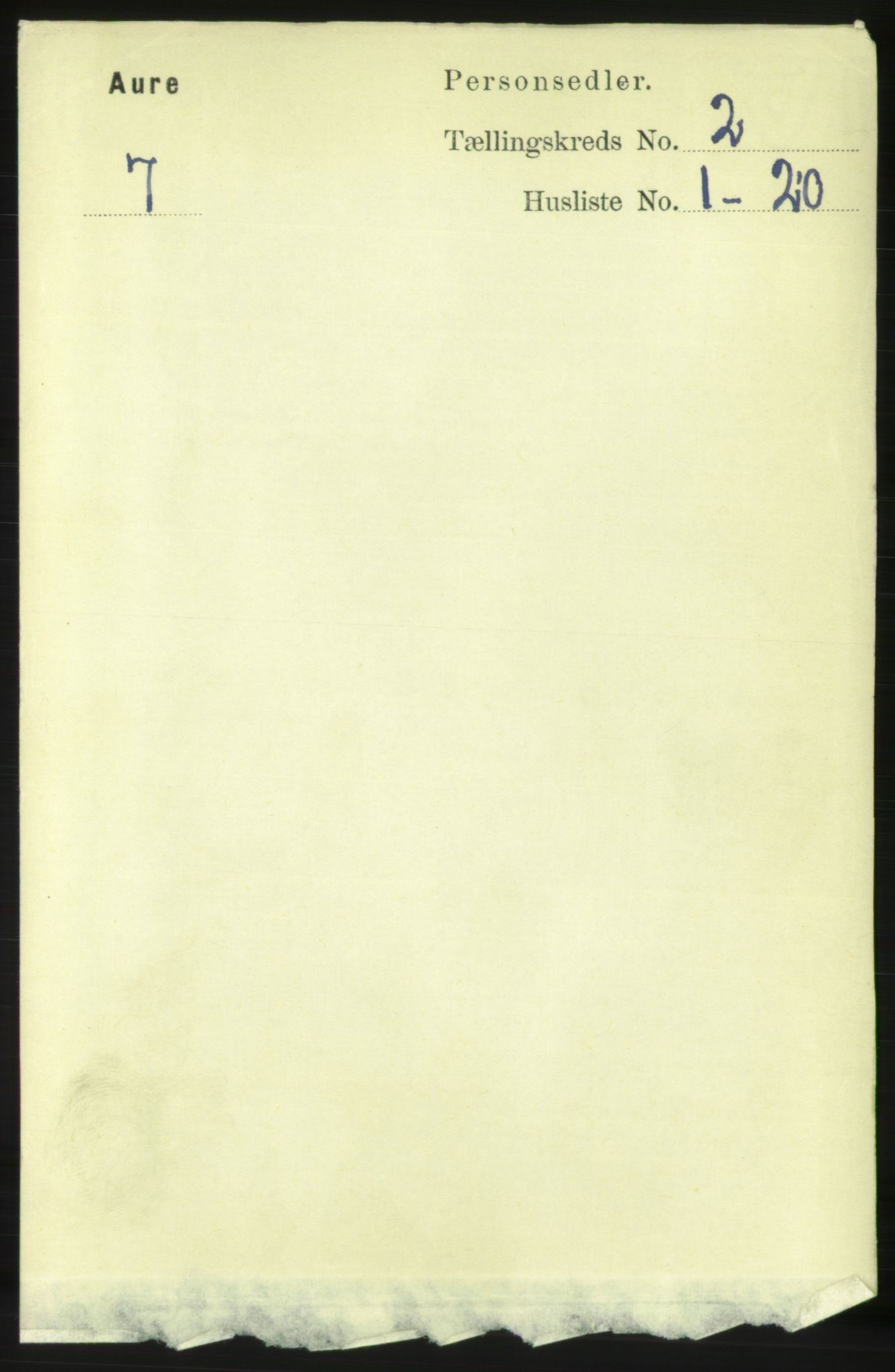 RA, 1891 census for 1569 Aure, 1891, p. 865