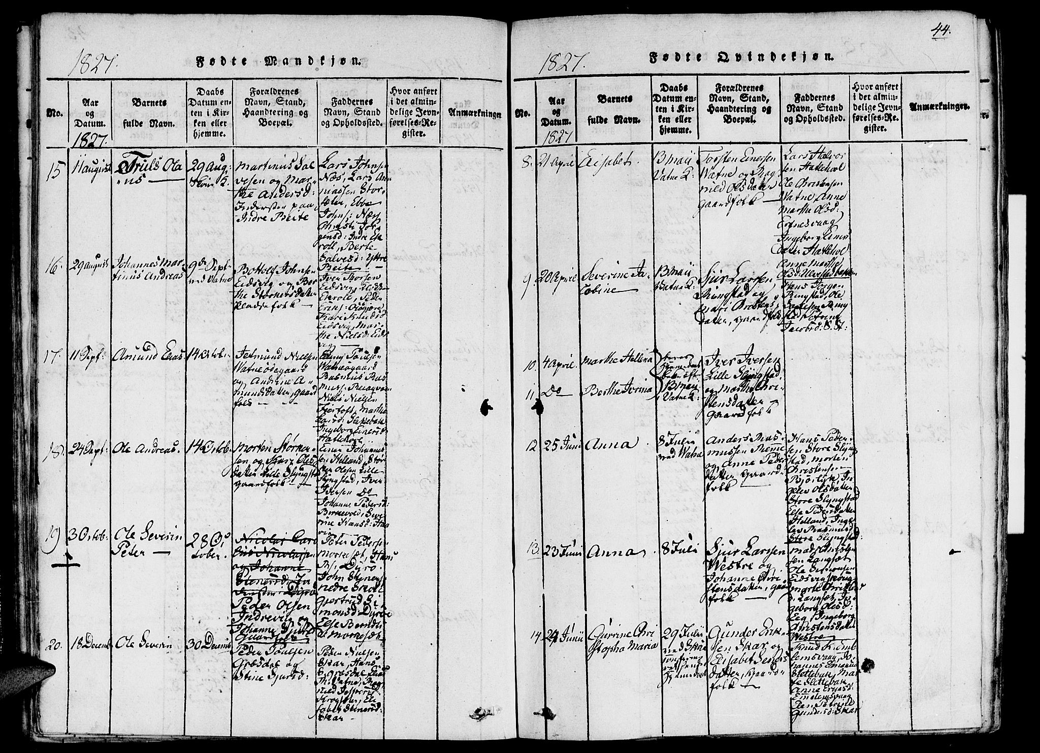 Ministerialprotokoller, klokkerbøker og fødselsregistre - Møre og Romsdal, SAT/A-1454/524/L0351: Parish register (official) no. 524A03, 1816-1838, p. 44