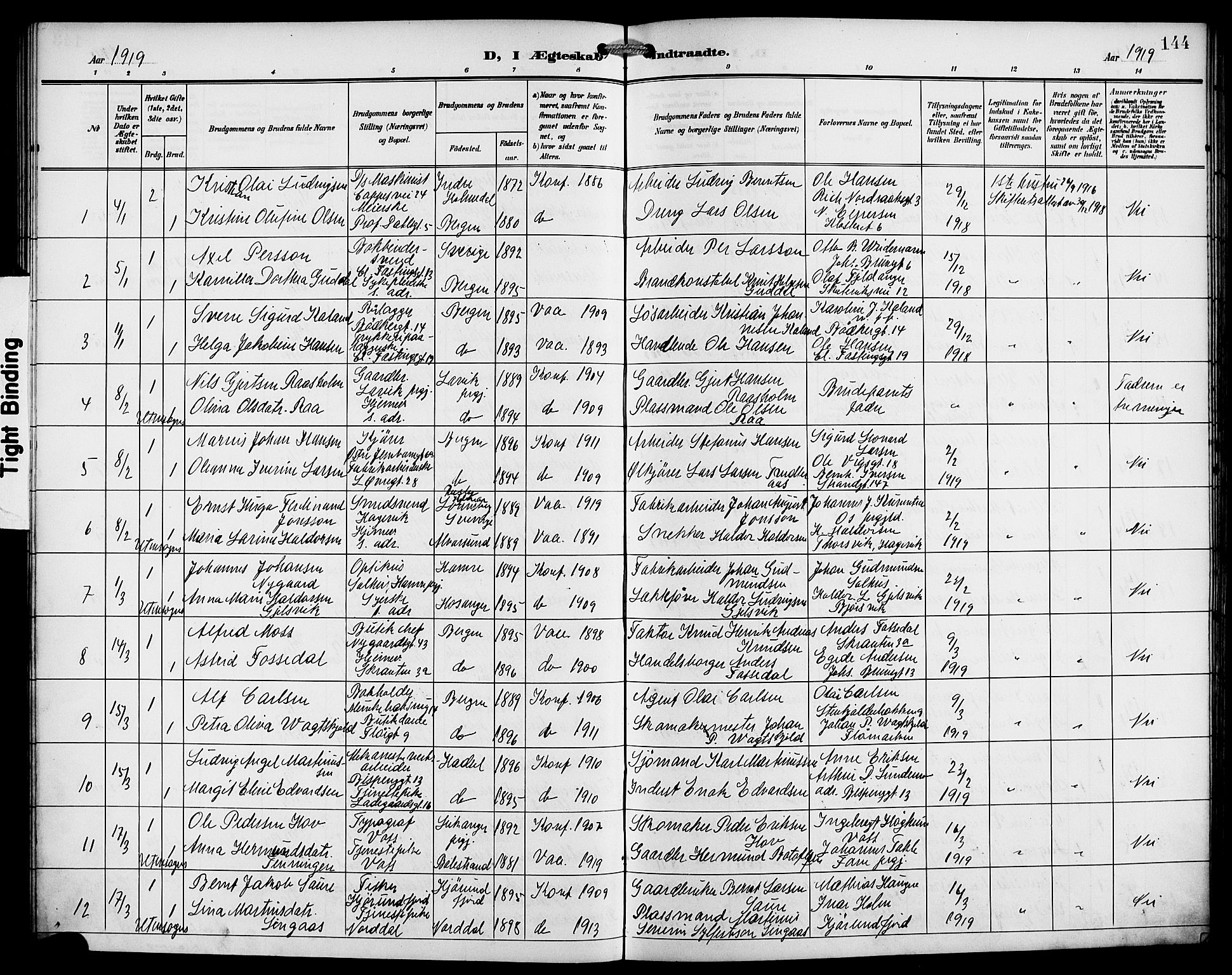Korskirken sokneprestembete, AV/SAB-A-76101/H/Hab: Parish register (copy) no. D 4, 1906-1925, p. 144
