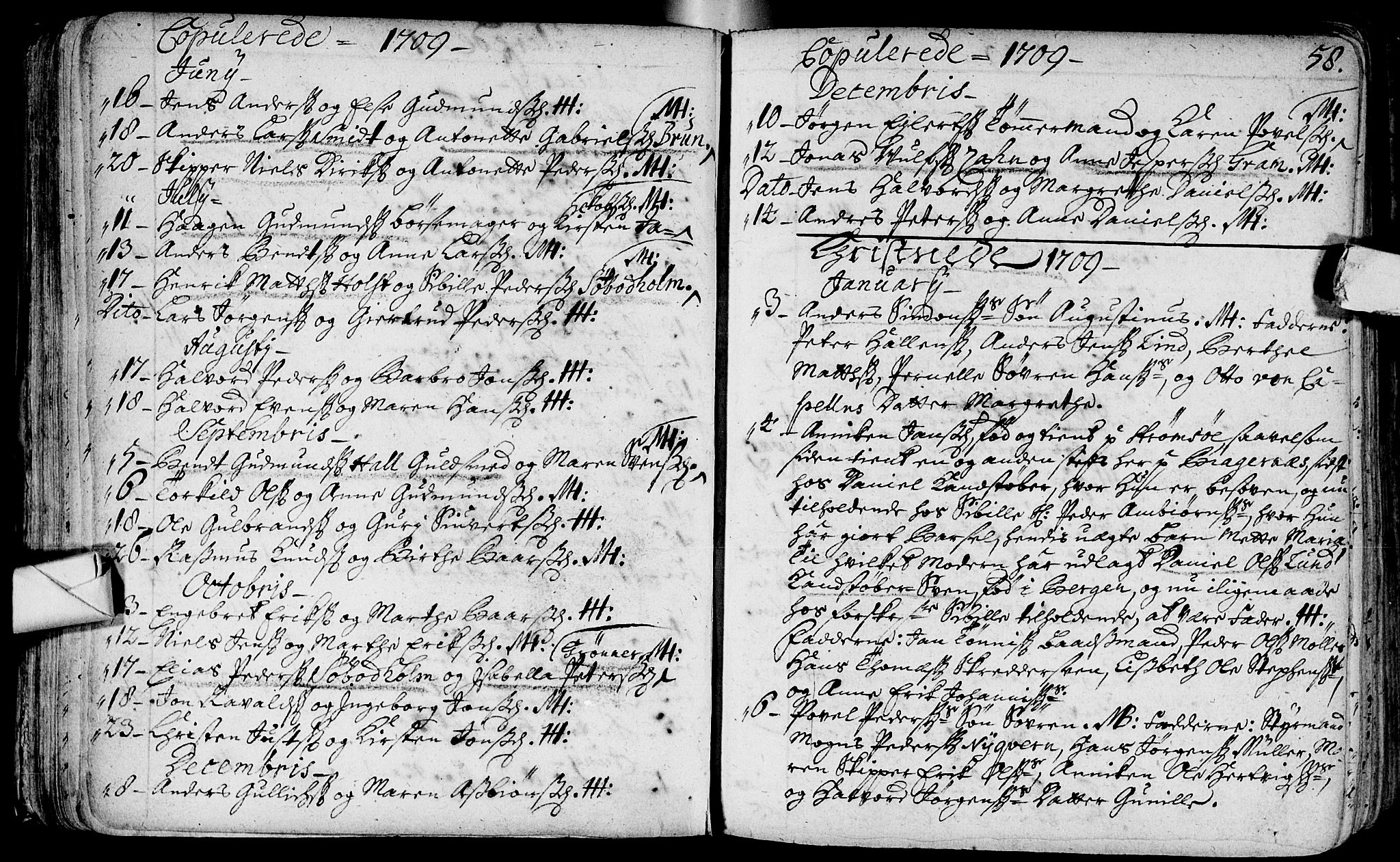 Bragernes kirkebøker, SAKO/A-6/F/Fa/L0003: Parish register (official) no. I 3, 1706-1734, p. 58