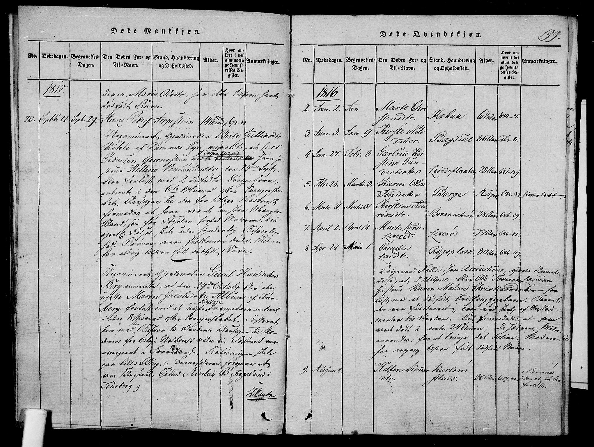 Våle kirkebøker, AV/SAKO-A-334/F/Fa/L0007: Parish register (official) no. I 7, 1814-1824, p. 198-199