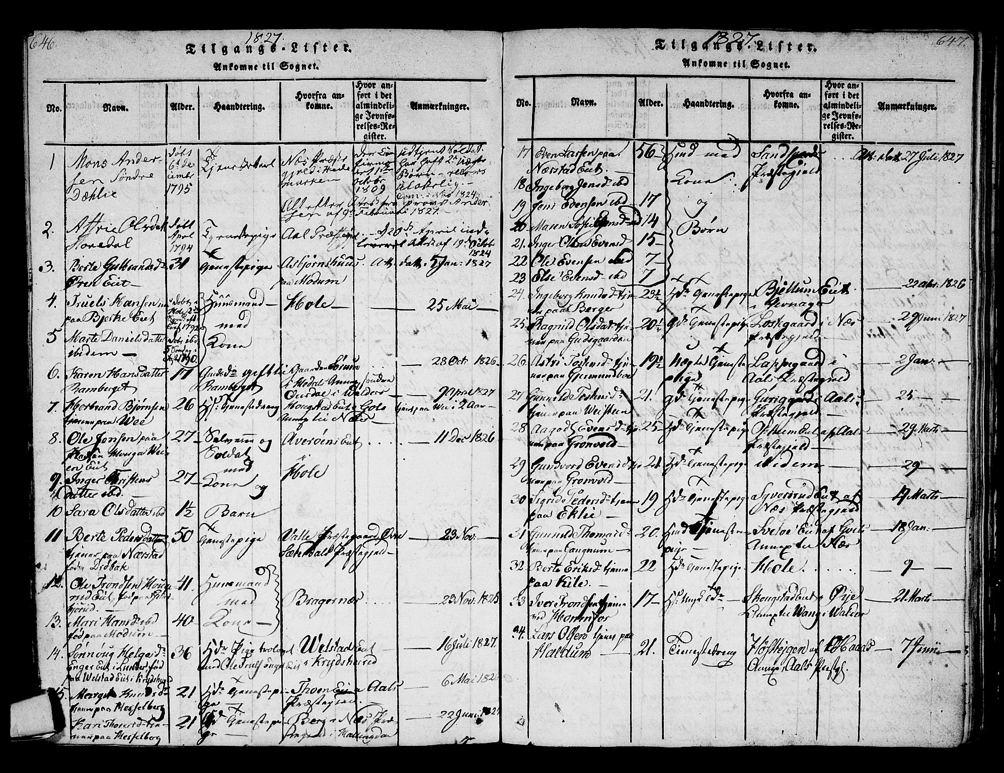 Norderhov kirkebøker, SAKO/A-237/F/Fa/L0008: Parish register (official) no. 8, 1814-1833, p. 646-647