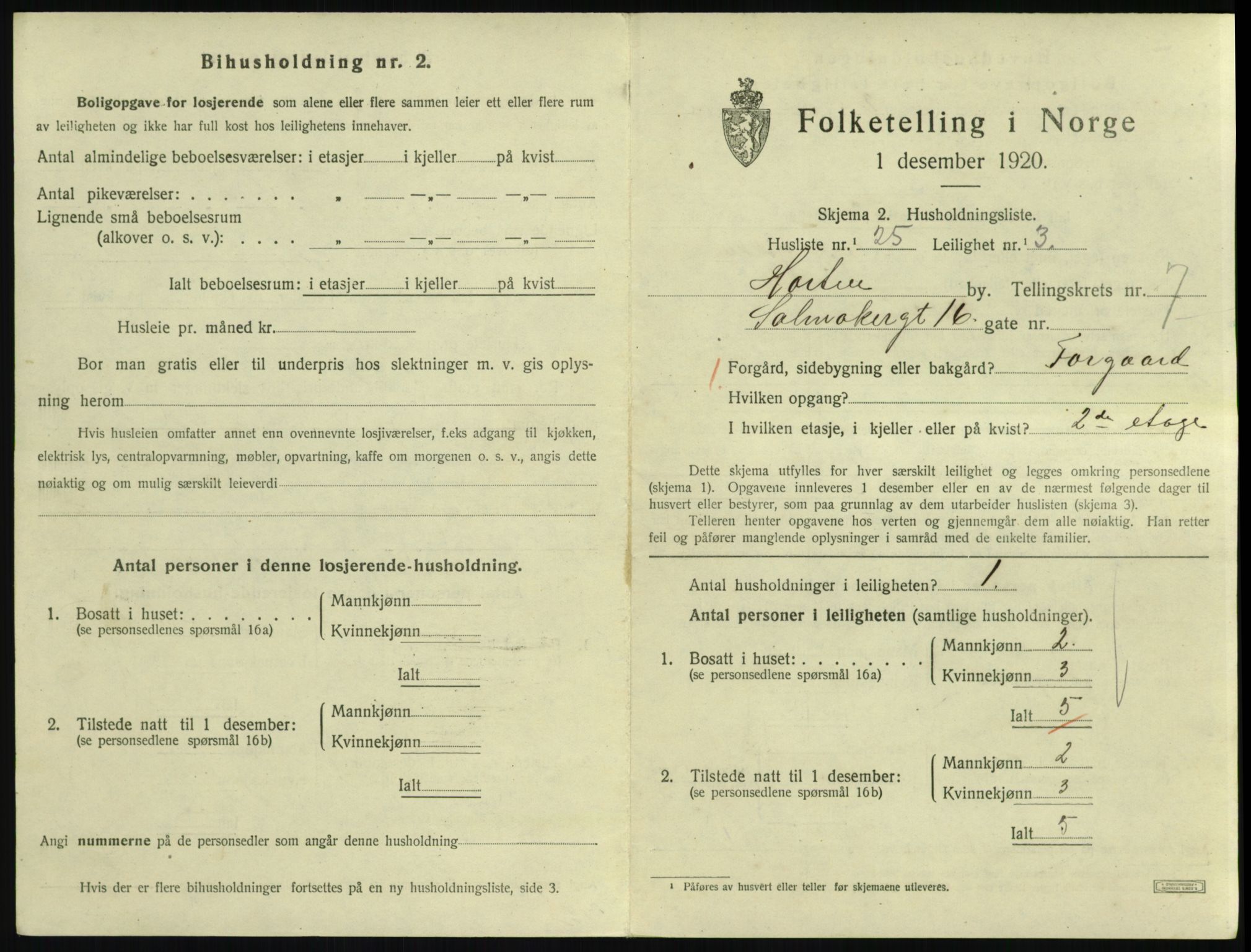 SAKO, 1920 census for Horten, 1920, p. 7279