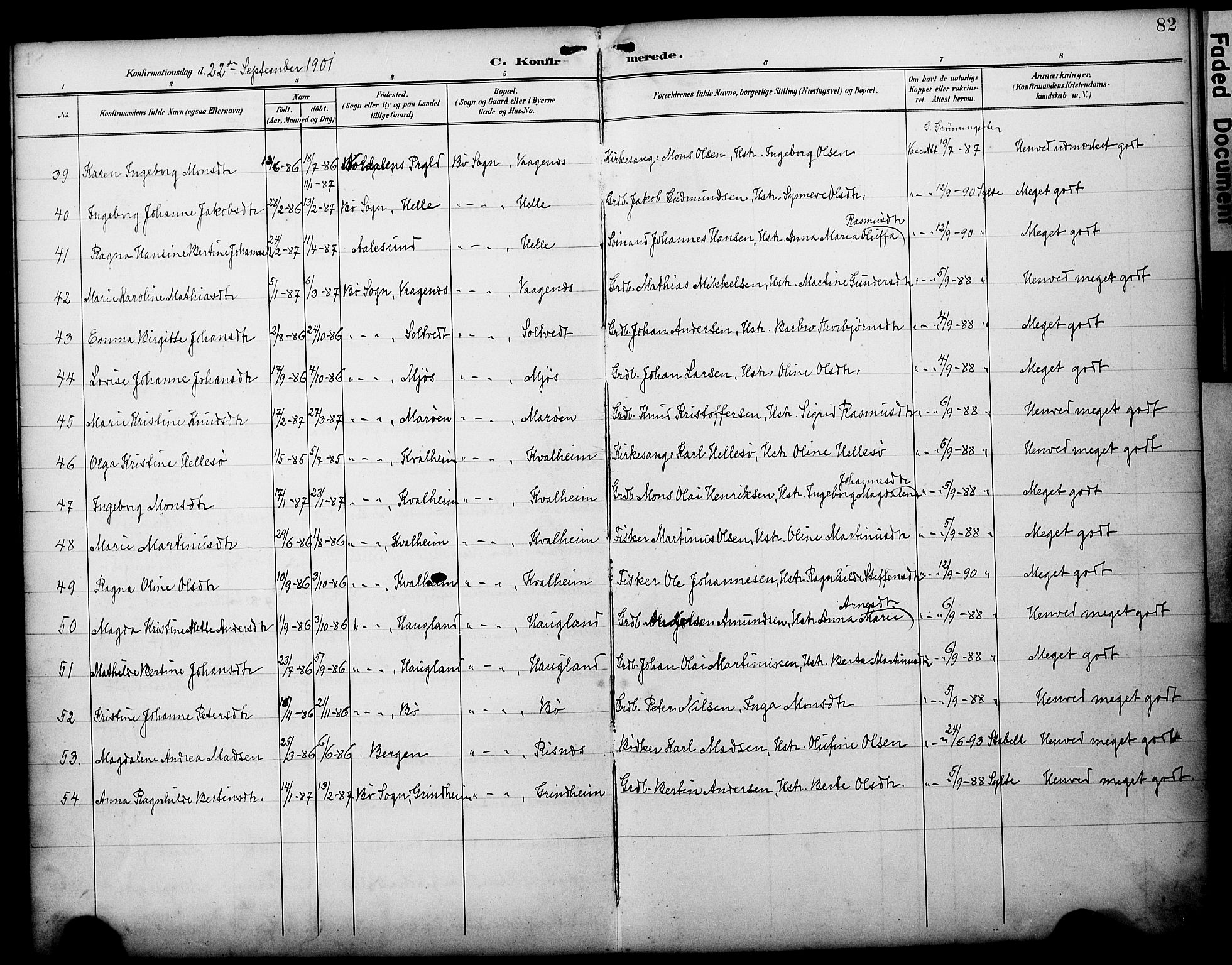 Manger sokneprestembete, AV/SAB-A-76801/H/Haa: Parish register (official) no. C 2, 1891-1902, p. 82