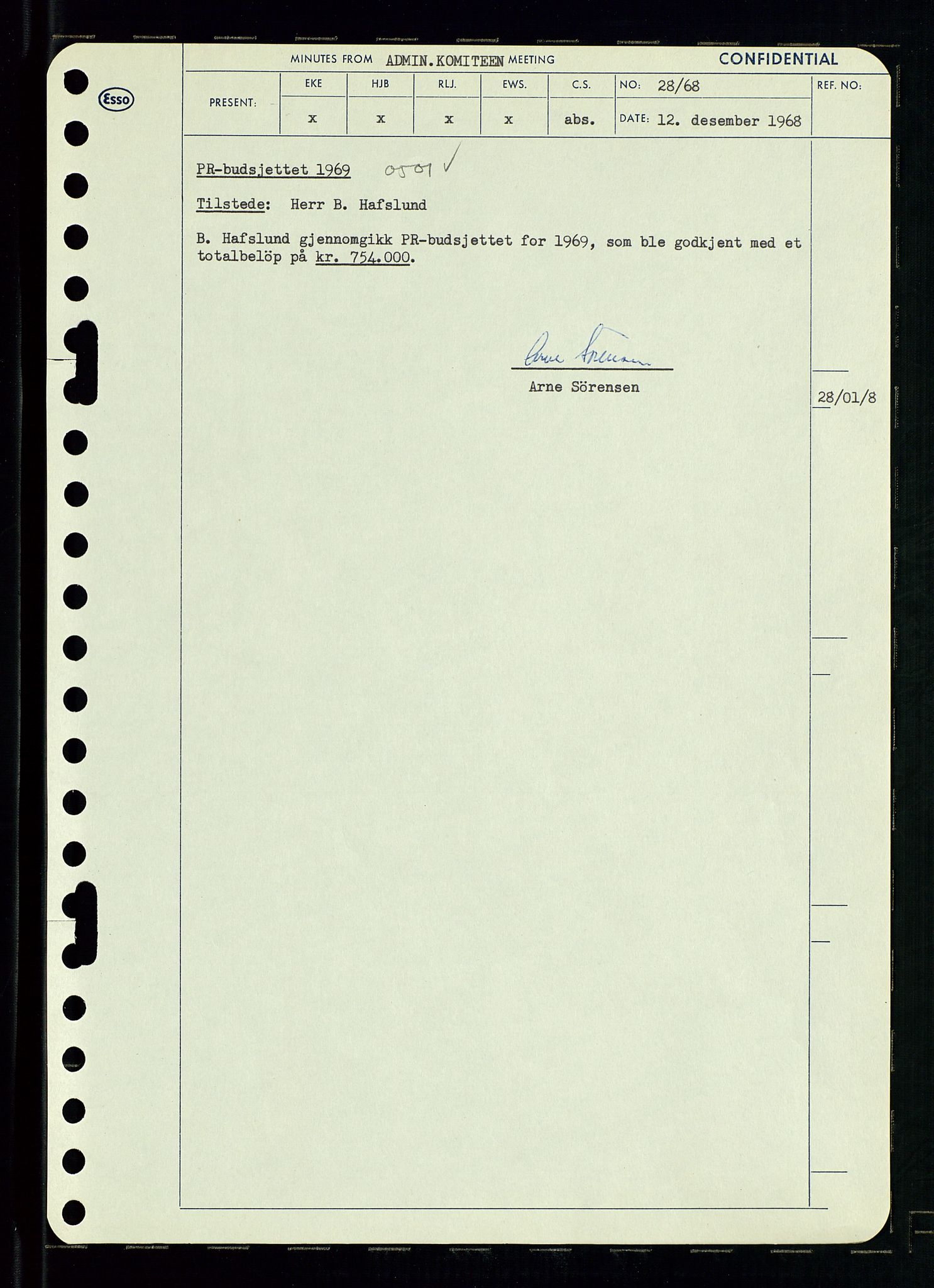 Pa 0982 - Esso Norge A/S, AV/SAST-A-100448/A/Aa/L0002/0004: Den administrerende direksjon Board minutes (styrereferater) / Den administrerende direksjon Board minutes (styrereferater), 1968, p. 115