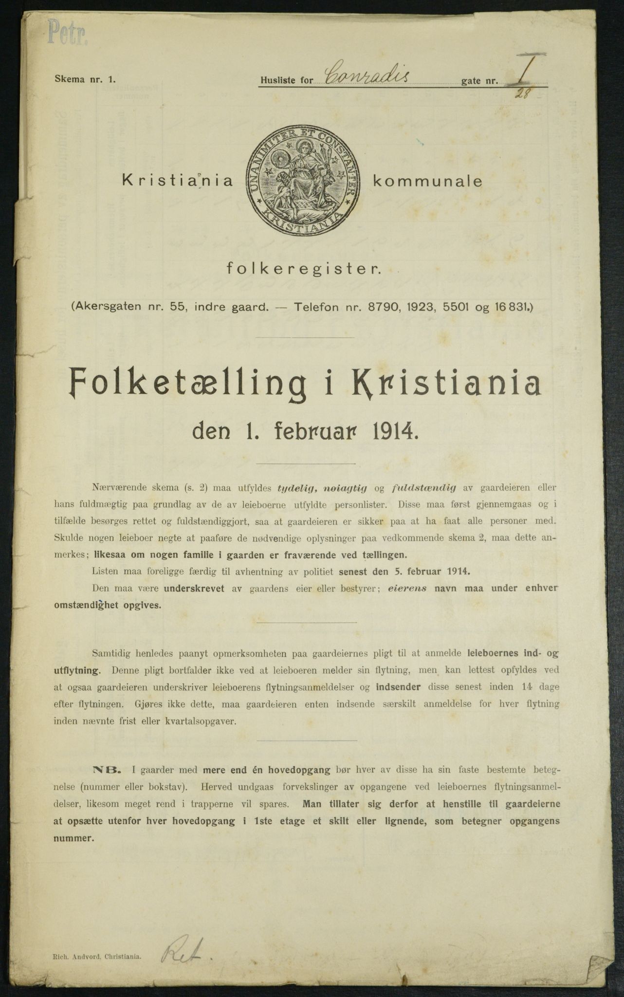 OBA, Municipal Census 1914 for Kristiania, 1914, p. 13431