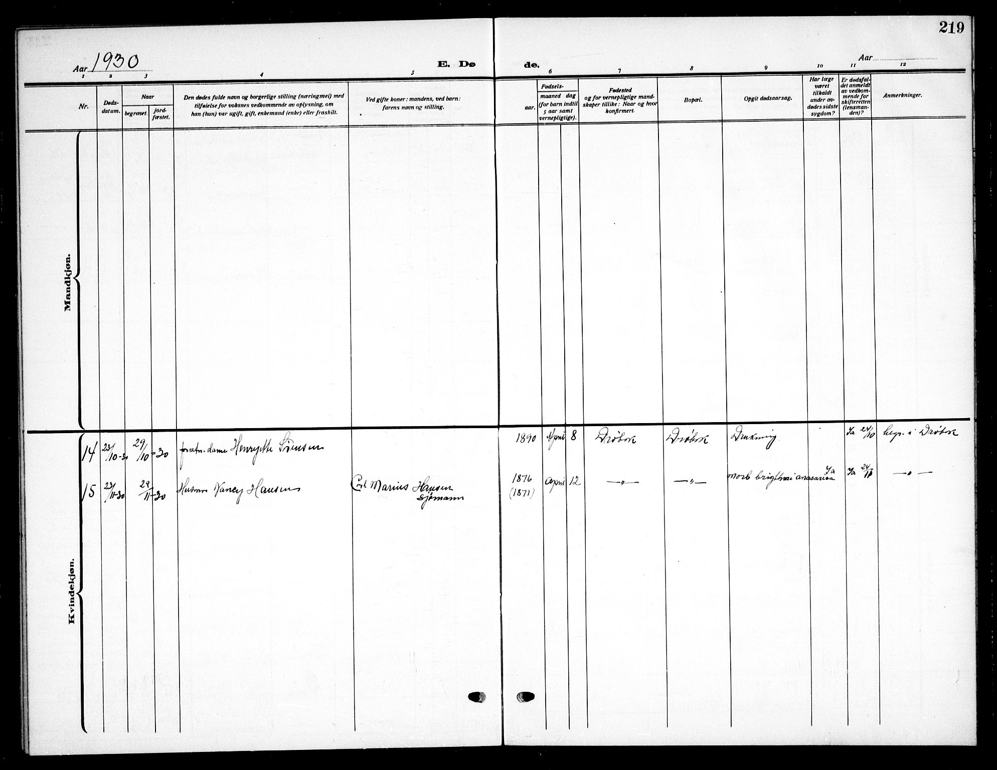 Drøbak prestekontor Kirkebøker, AV/SAO-A-10142a/G/Ga/L0002: Parish register (copy) no. I 2, 1917-1932, p. 219