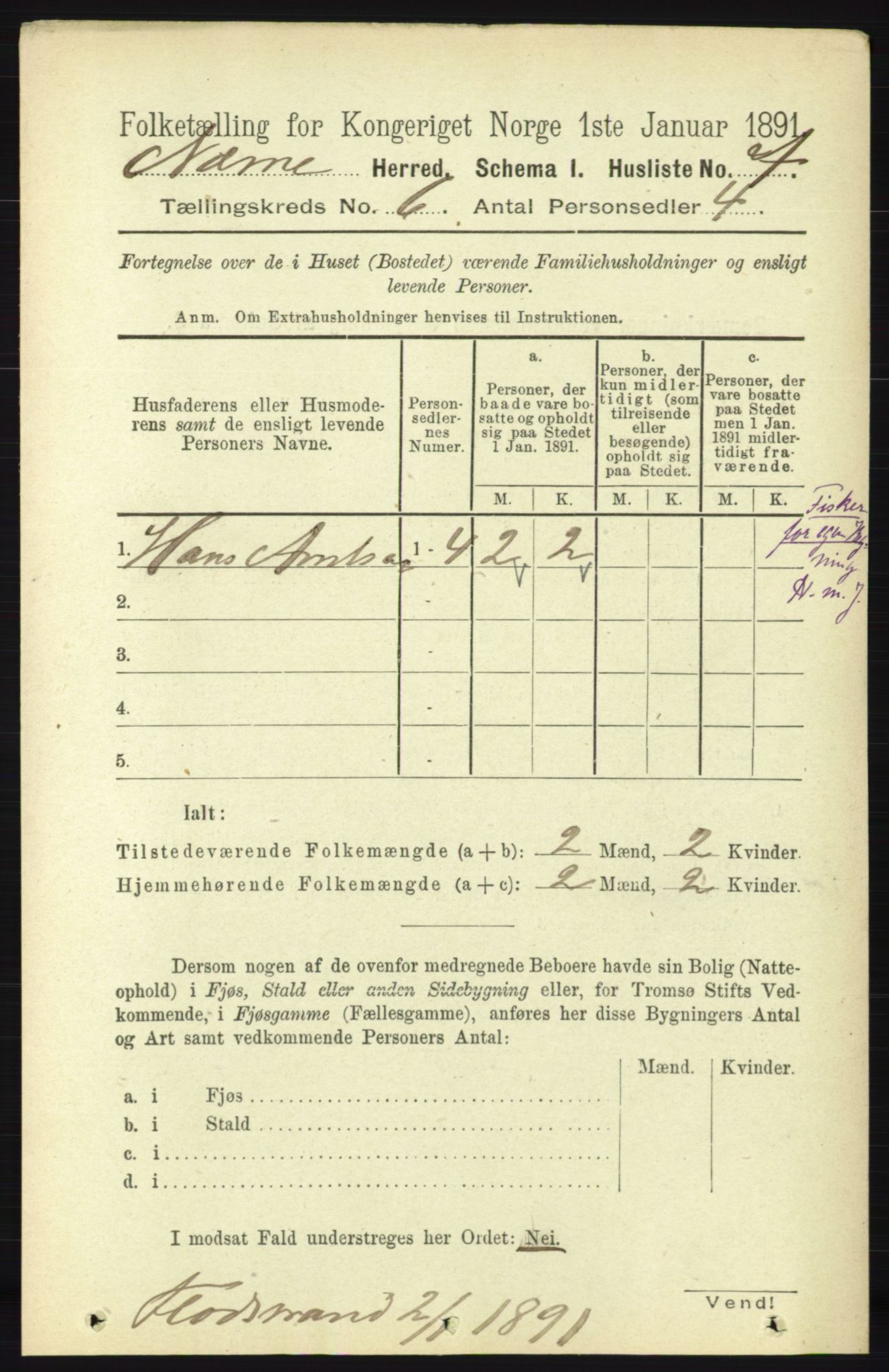 RA, 1891 census for 1828 Nesna, 1891, p. 3225