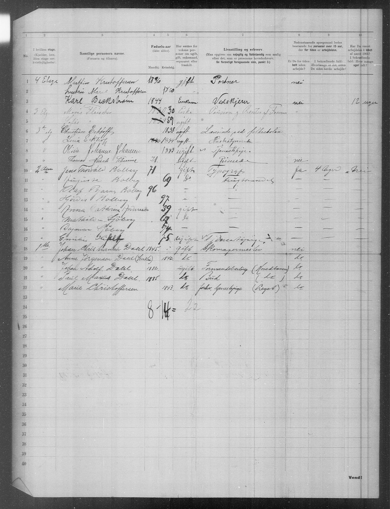 OBA, Municipal Census 1903 for Kristiania, 1903, p. 8103