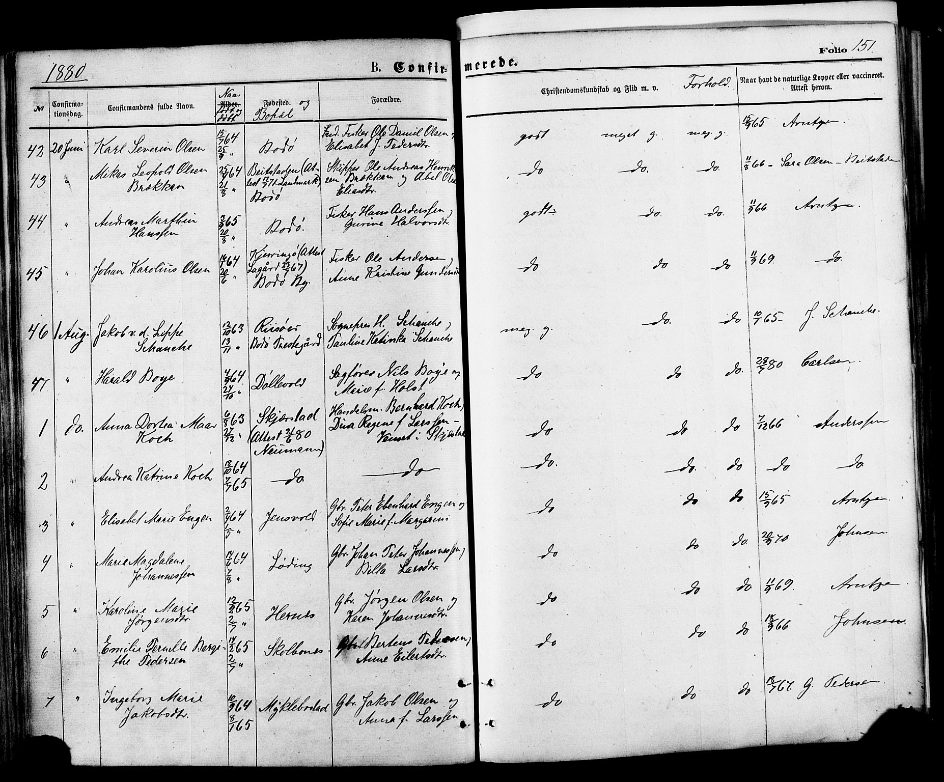 Ministerialprotokoller, klokkerbøker og fødselsregistre - Nordland, SAT/A-1459/801/L0009: Parish register (official) no. 801A09, 1876-1883, p. 151