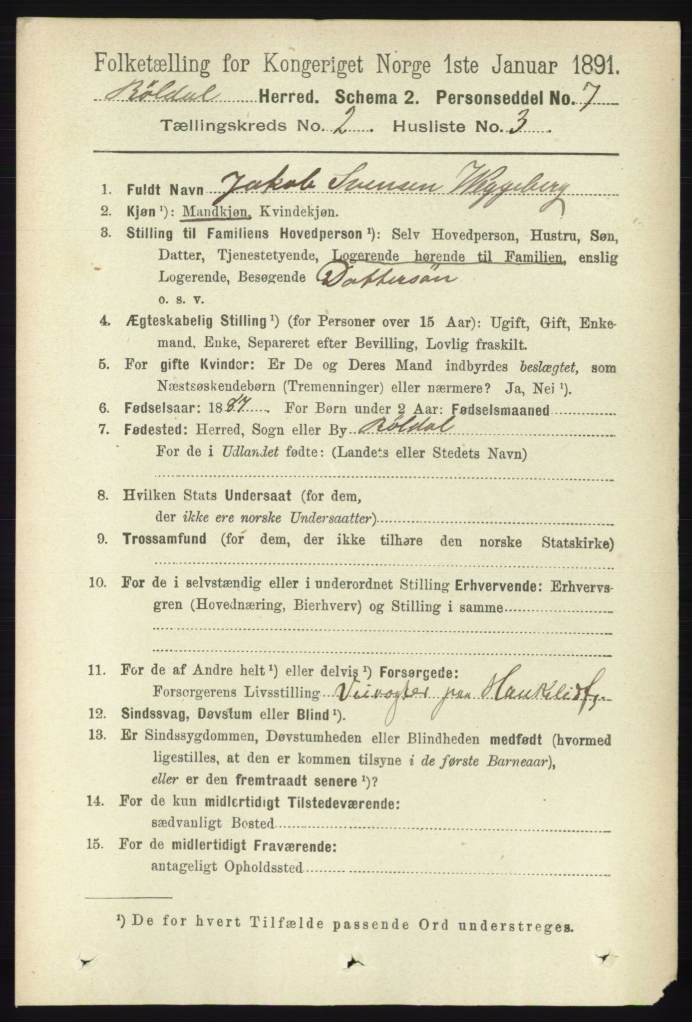 RA, 1891 census for 1229 Røldal, 1891, p. 541