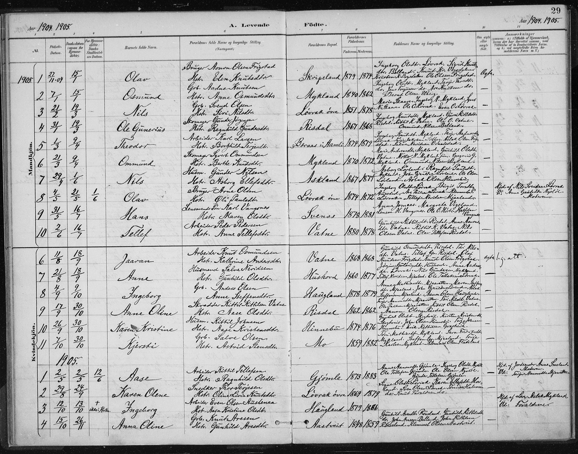 Herefoss sokneprestkontor, SAK/1111-0019/F/Fa/Fac/L0002: Parish register (official) no. A 2, 1887-1915, p. 29