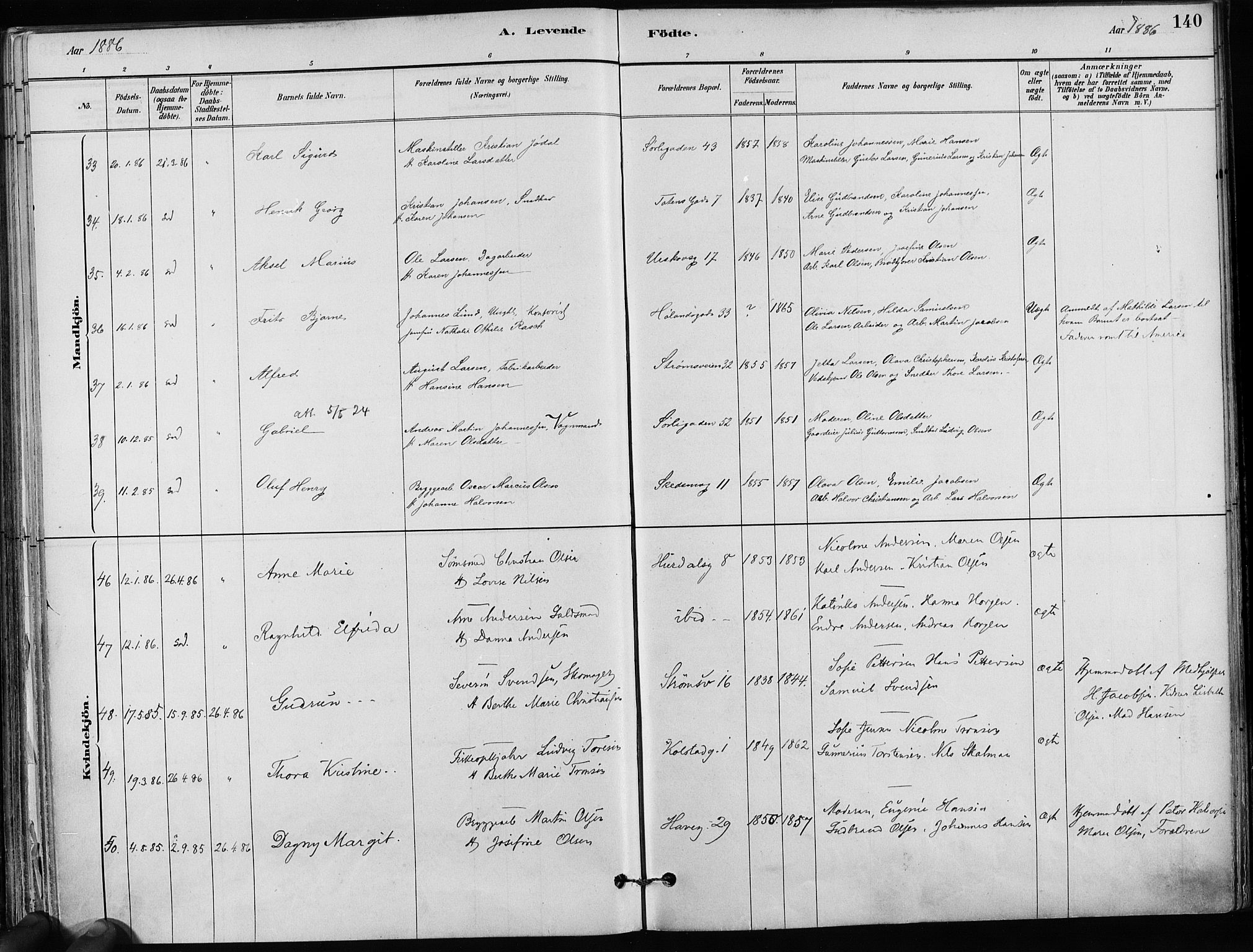 Kampen prestekontor Kirkebøker, AV/SAO-A-10853/F/Fa/L0001: Parish register (official) no. I 1, 1880-1886, p. 140