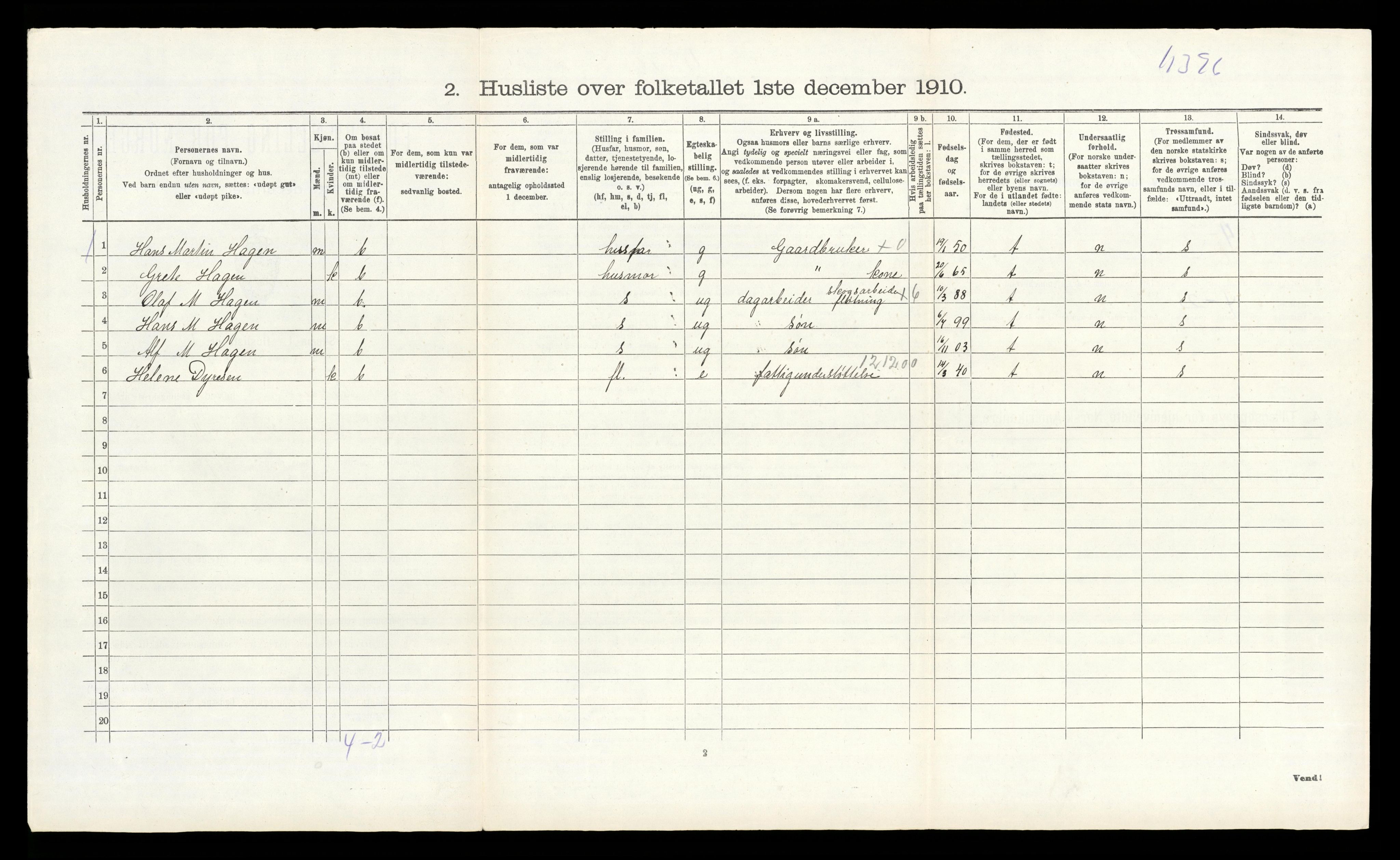 RA, 1910 census for Ytre Sandsvær, 1910, p. 943